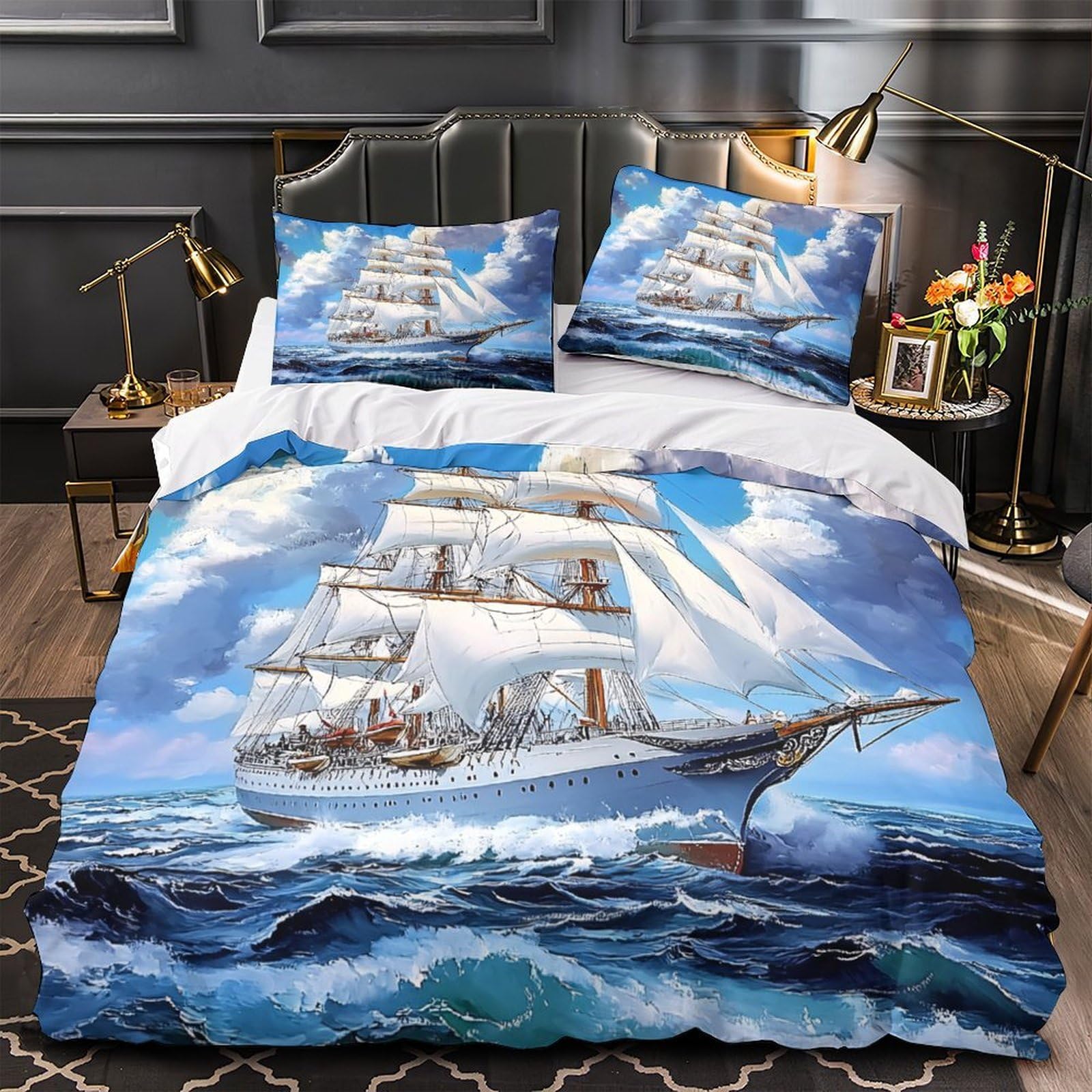 Housse de couette voilier anti-acarienne super douce pour sommeil sensible