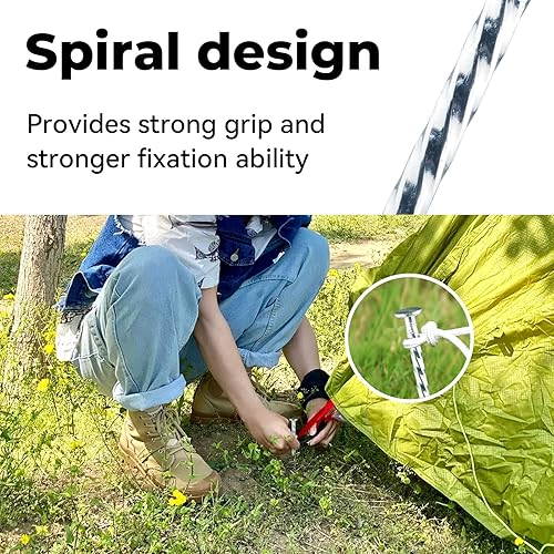 Miniatura 4 de Estacas de paisaje en espiral de 12 pulgadas, 25 púas de anclaje de metal galvanizado para bordes de pavimentación, césped artificial, barrera de