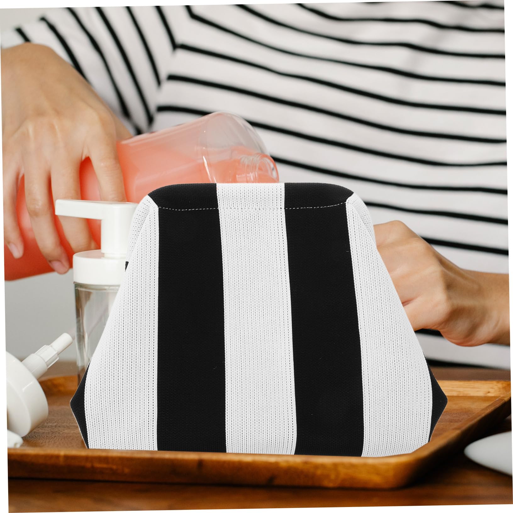 Kosmetiktasche Damen Gestreift, Tragbare Reisekosmetiktasche aus Polyester