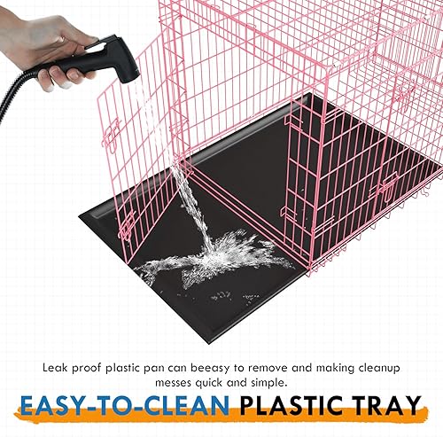 Miniatura 5 de PayLessHere Jaula grande para perros medianos y grandes, jaula de metal para perros de doble puerta, plegable, para interiores y exteriores, con