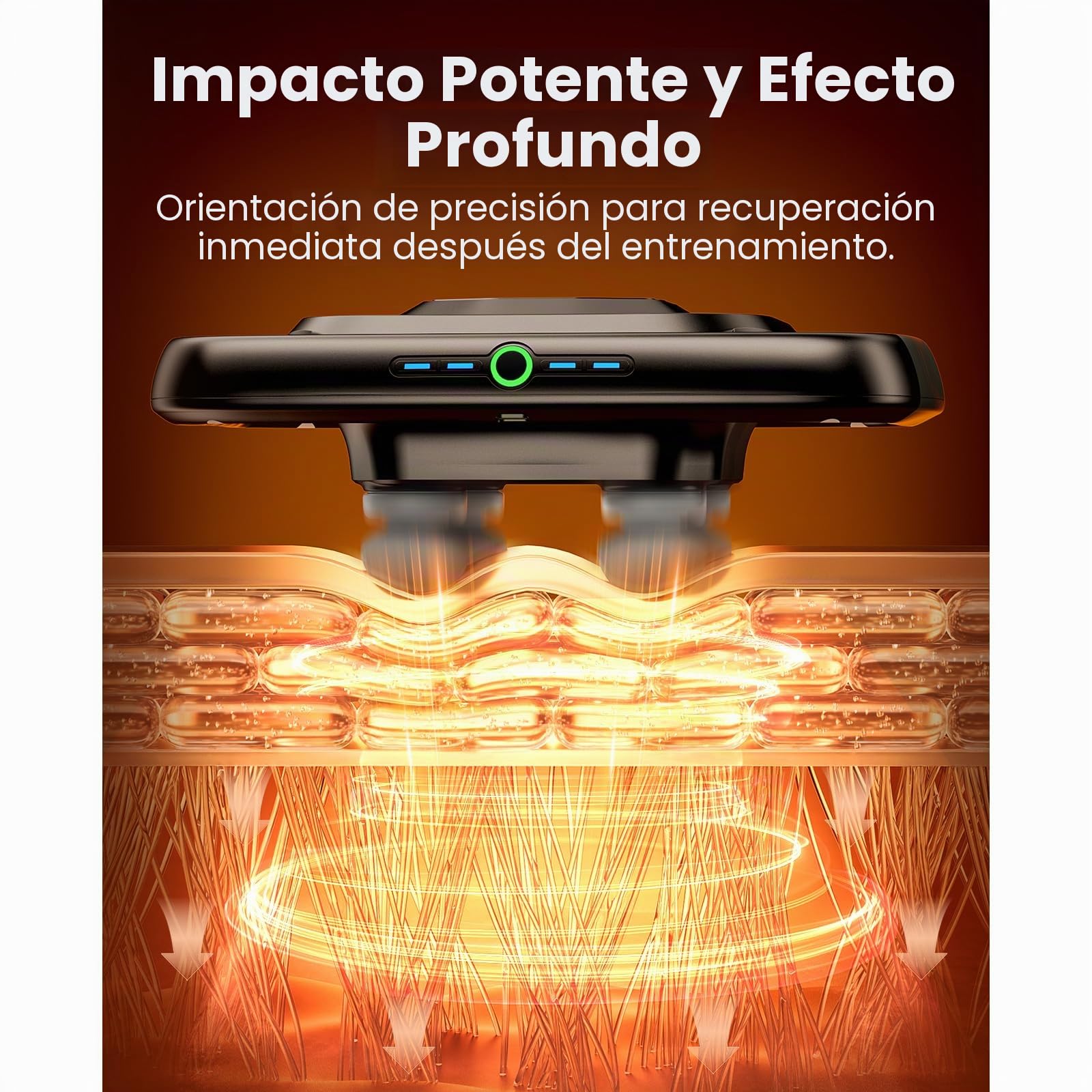 BOB AND BRAD TheraPanel Pistola de Masaje Muscular 4 Cabezales | Masajeador de Percusión de Tejido Profundo con Placa Miofascial, 4X Eficacia, Espalda y Piernas, Carga USB-C