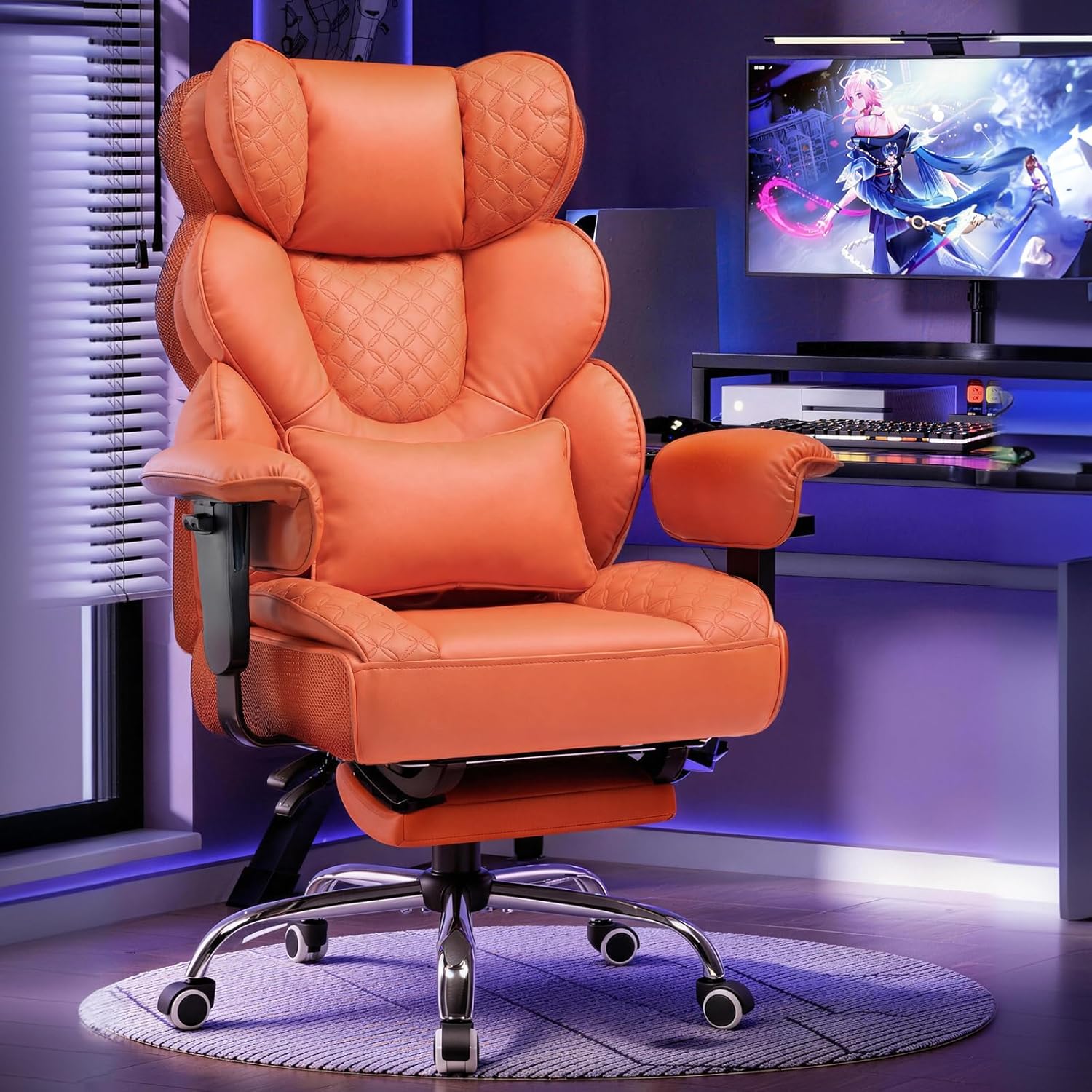 GTPLAYER Big & Tall Gaming Chair 400lb Capacity - Ergonomic Heavy Duty Racing Seat w/ Footrest, 150° Recline, Lumbar Support