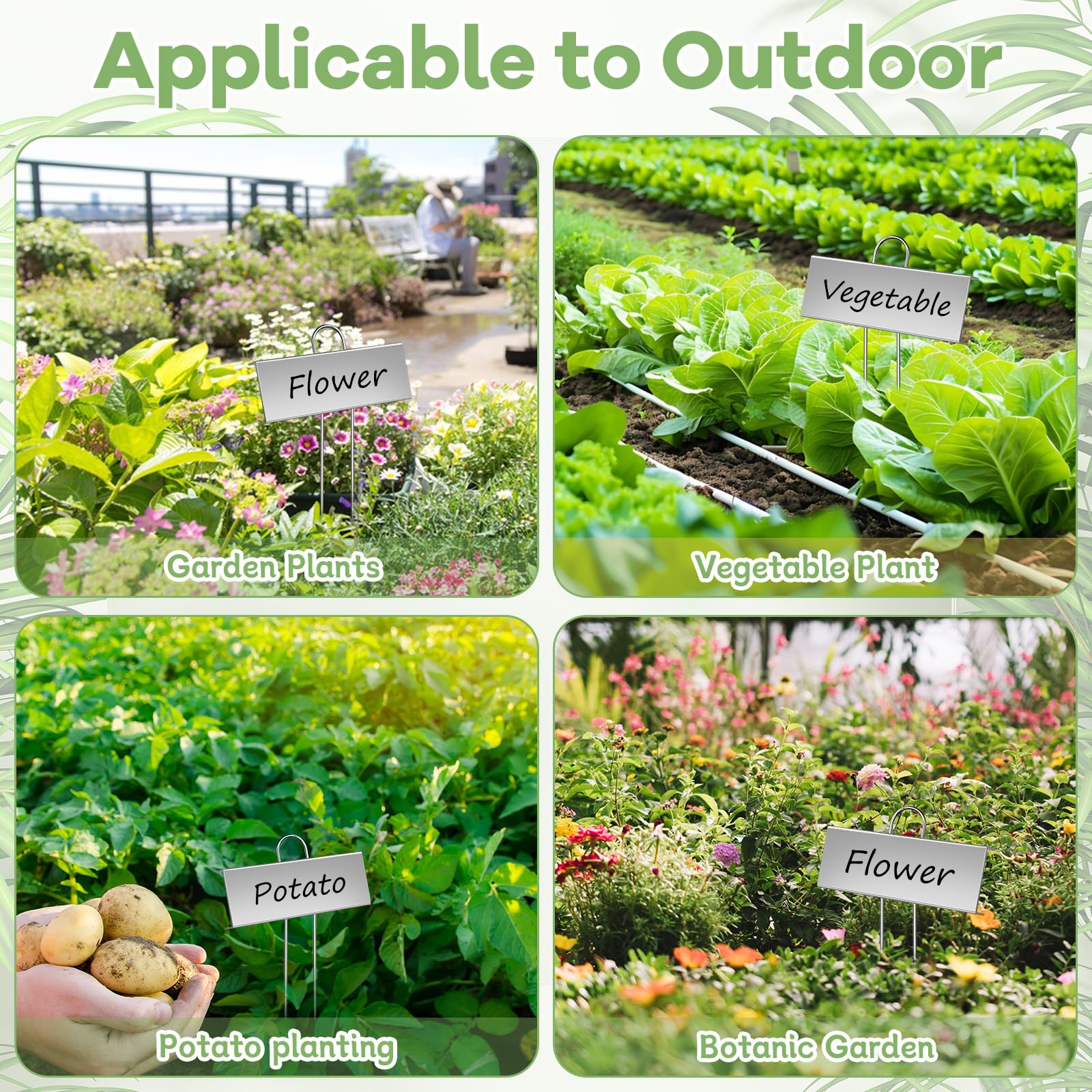 Lot de 50 étiquettes de jardin en métal imperméables avec stylo pour semis, légumes, fleurs, hauteur 27,6 cm, surface d'étiquette 8,9 x 3,1 cm (argenté)