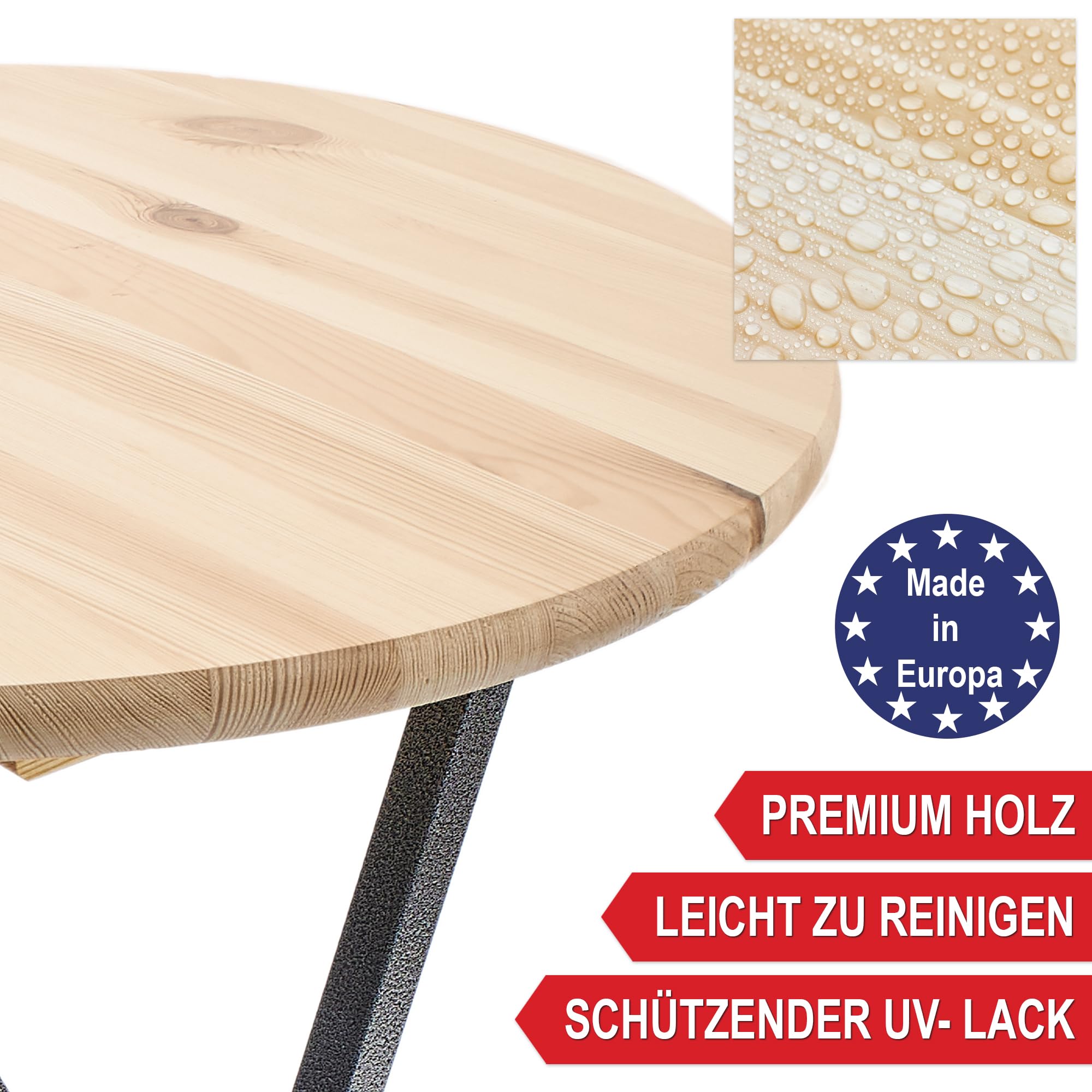 Onbest Stehtisch klappbar – Stehtisch 110cm hoch – Massive Tischplatte aus Holz – rund Ø78 cm – für In- & Outdoor –Bistrotisch – Biertisch – Gartentisch – Partytisch