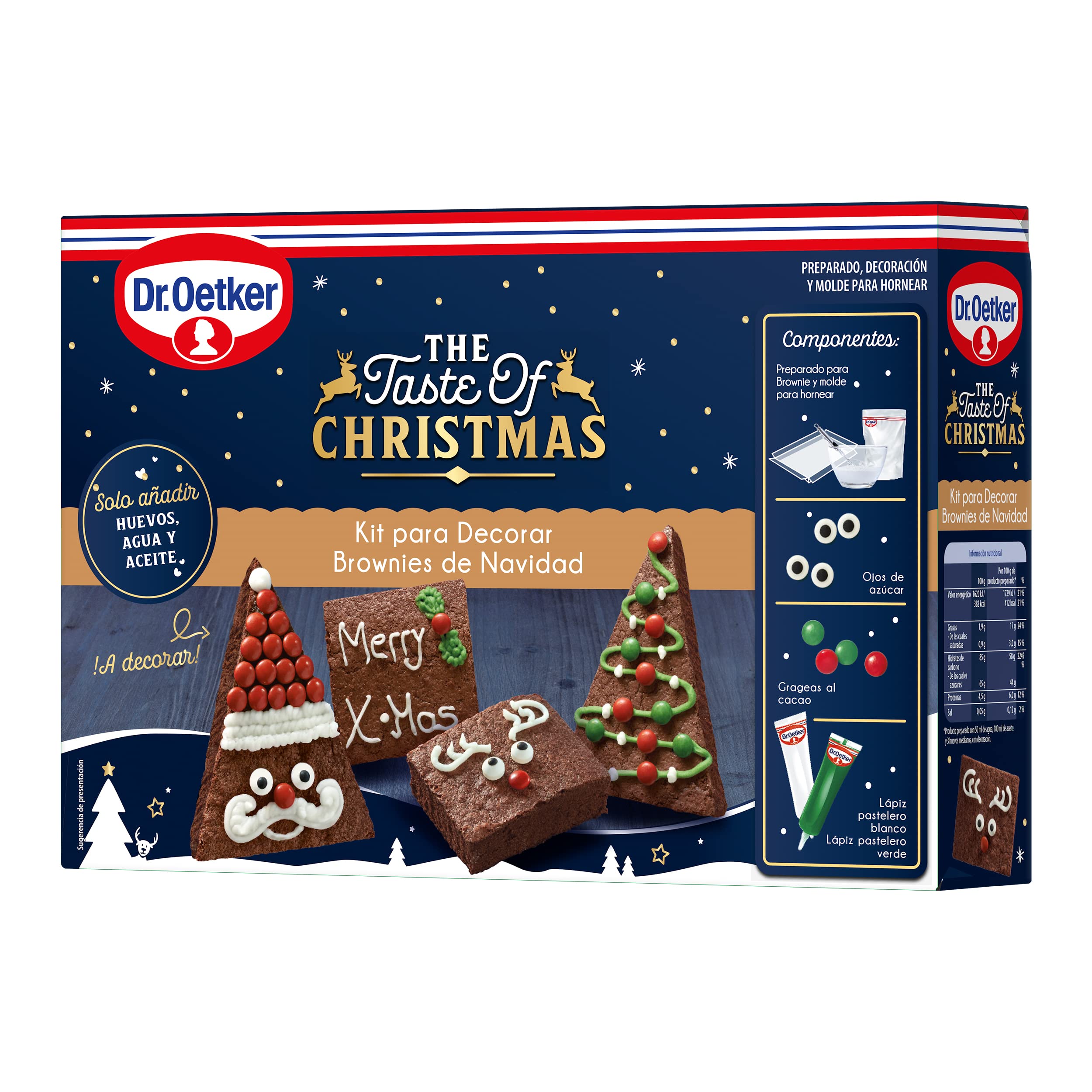 DR. OETKER Kit Brownies Navidad 513 g Intenso Sabor a Chocolate
