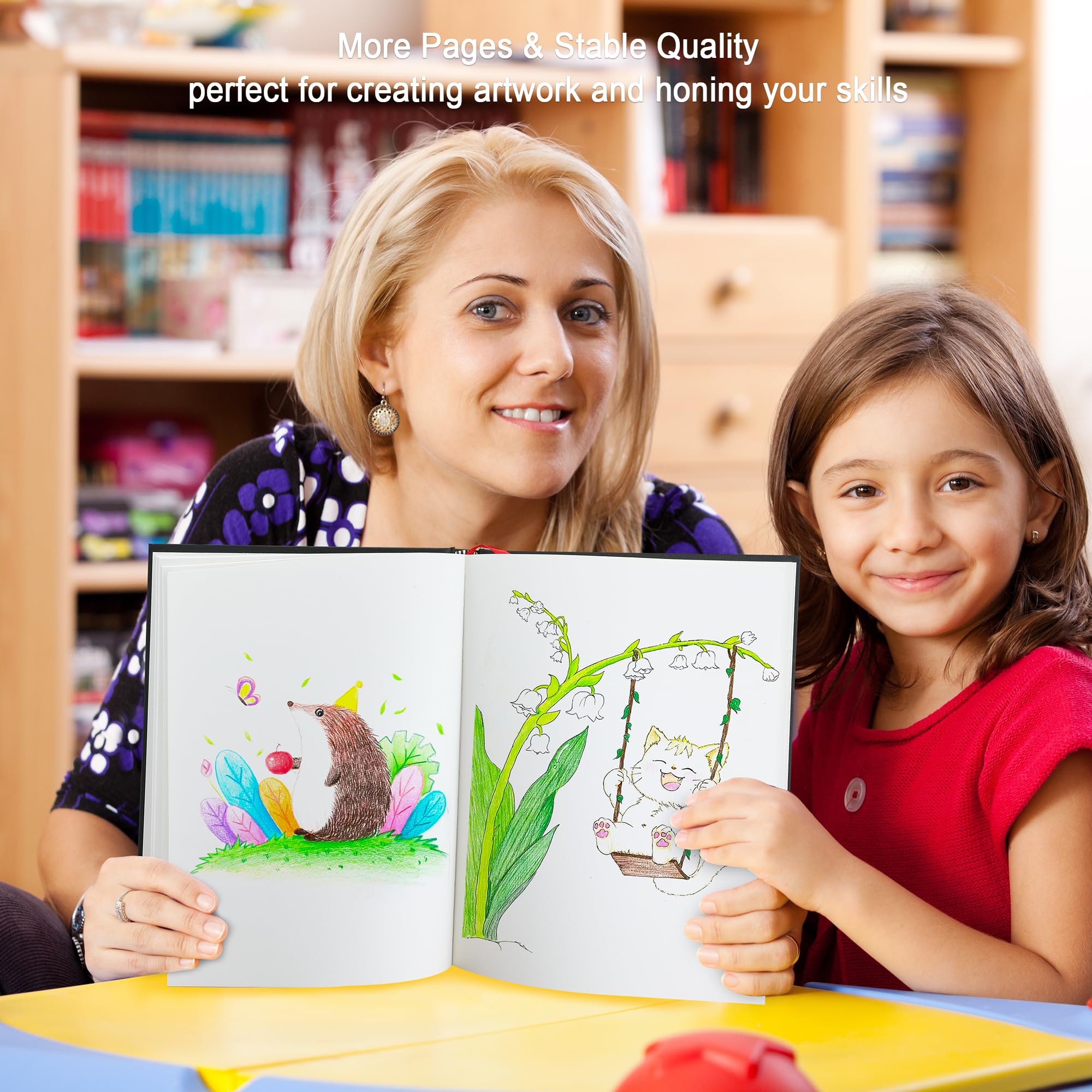 Kalour Blocco da disegno con copertina rigida, 22,5 x 27,9 cm, confezione da 2, 220 fogli (30,8 kg/110 g/m²), senza acidi, carta da disegno artistico, pittura per bambini, adulti, principianti artisti