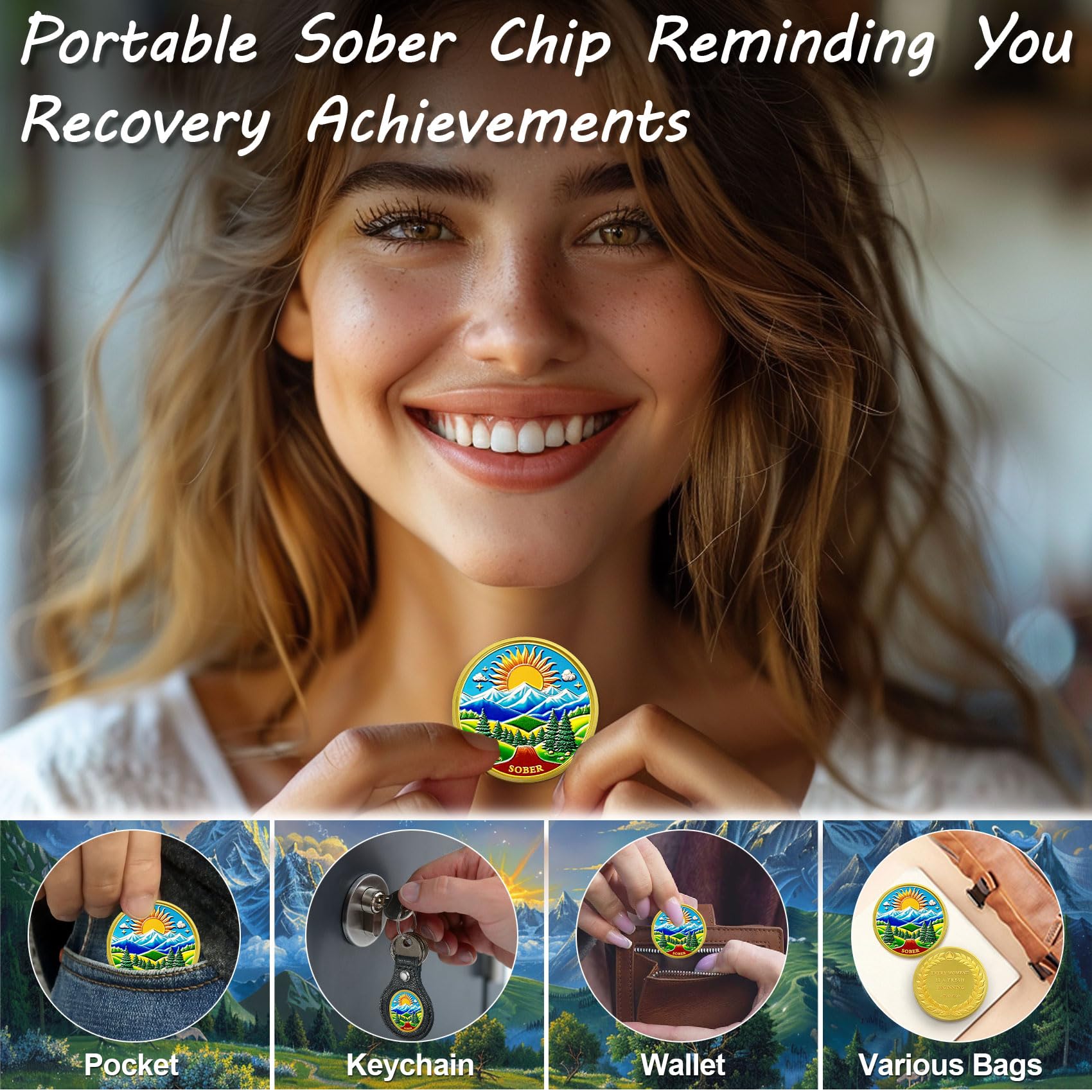 Nüchternheits-Chip – Sonnenaufgang der Erneuerung Nüchternheitsmünze NA AA Münze und Medaille Nüchternheits-Chip Jubiläumsmarke Geschenke zur Nüchternheit Anonyme Alkoholiker Genesung