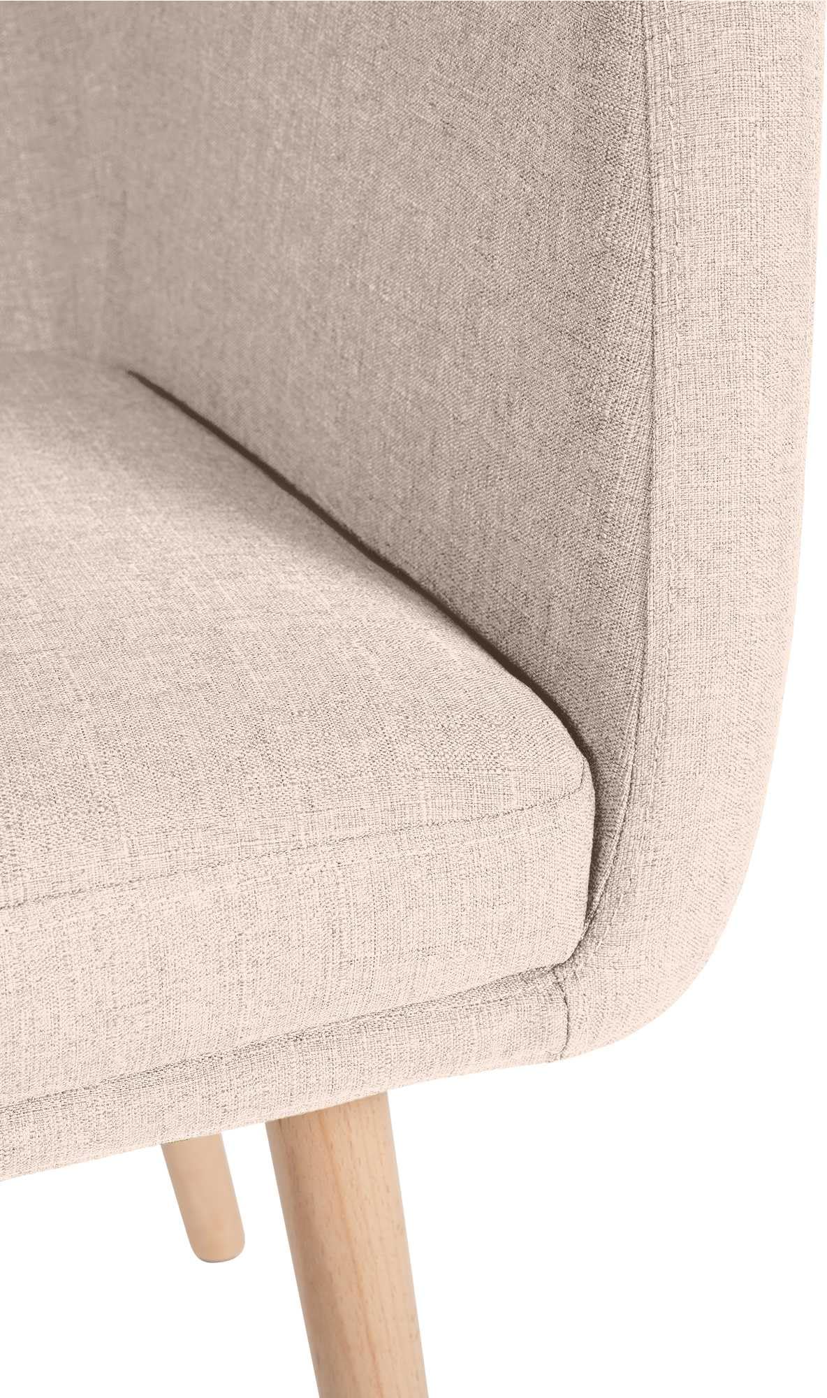 CLP Silla De Salón Utrecht Acolchada & Tapizada En Tela I Butaca De Dormitorio Moderna con Base De Madera I Color:Beige;Color del Marco:Natura