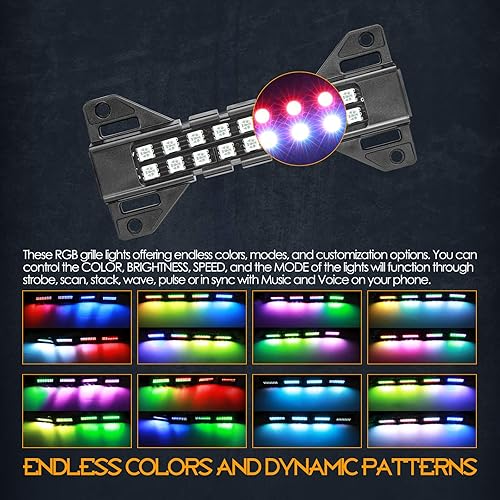Miniatura 4 de Nirider - Kit de luces LED RGB para rejilla de raptor, luces estroboscópicas, luces subterráneas, luces de roca para camioneta Ford Raptor Tacoma