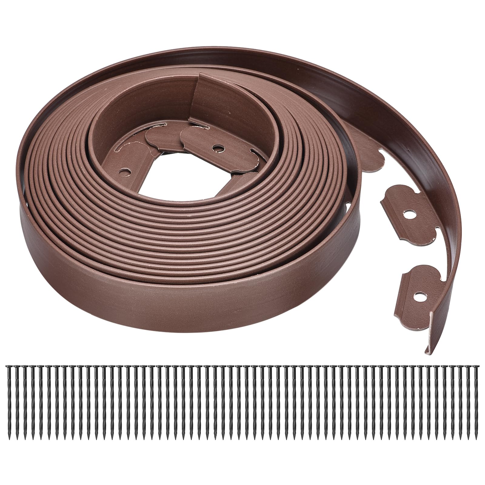 sourcing map Landscape Edging, 1Pcs 66FT x 2" - Garden Edging Kit with 60 Stakes, Landscape Edging Border for Garden Lawn Flower Bed Yard Grass (Coffee) โ image 1