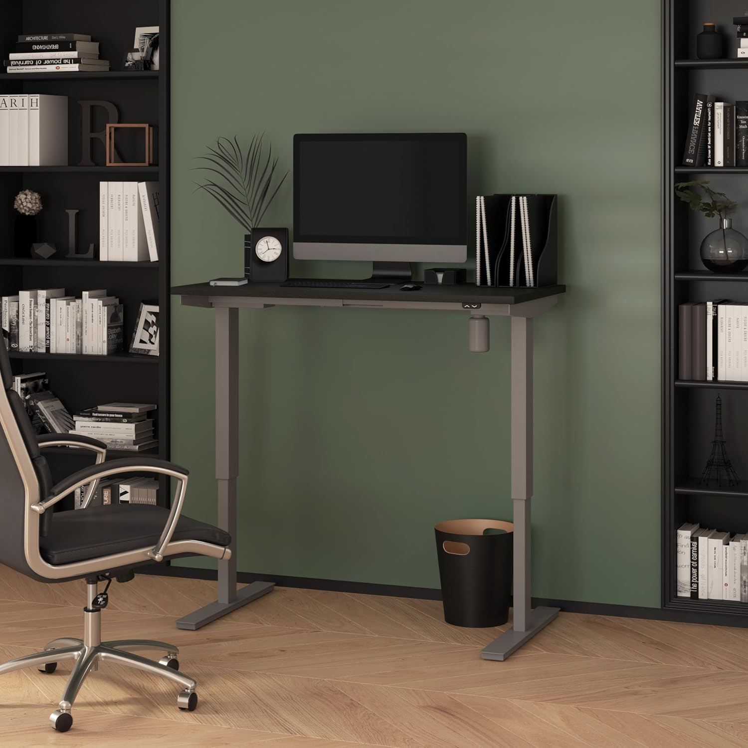 Bestar Upstand Standing Desk, 24” x 48”, Deep Grey
