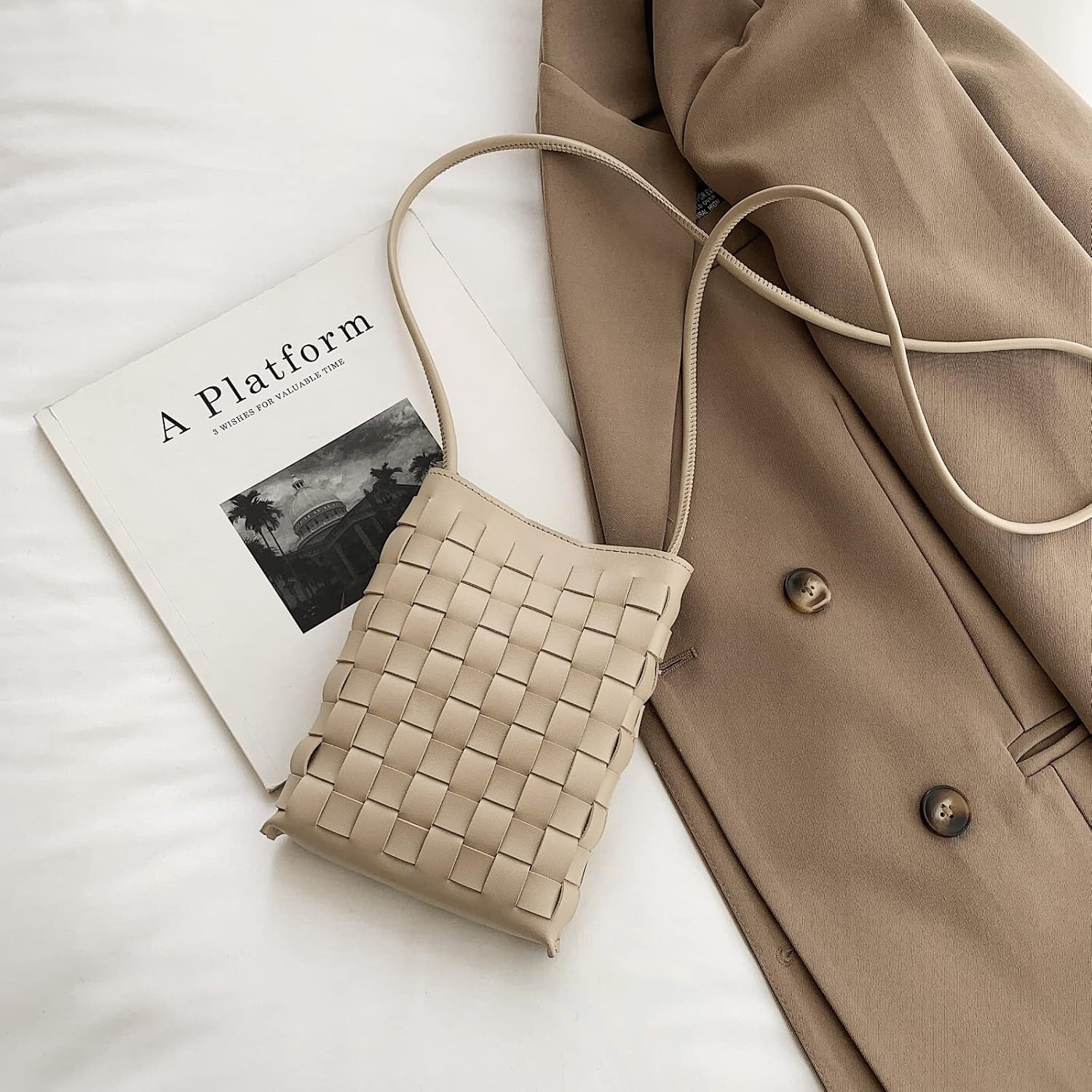 Woven Small Crossbody Bags Cell Phone Purse for Women Teen Girls Small Shoulder Phone Bag