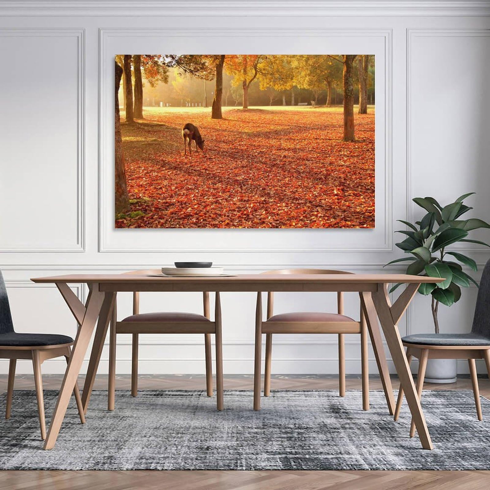 Amazon.co.jp: 絵画 奈良県 奈良公園-秋景インテリア 絵画 魅惑的な