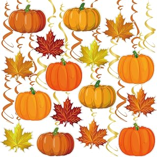 Fall Decor Pumpkin Maple Leaf Hanging Swirl - Fall Thankgiving Pumpkin Party Ceiling Decorations for Home Classroom Office Autumn Thanksgiving Harvest Decor Party Supplies