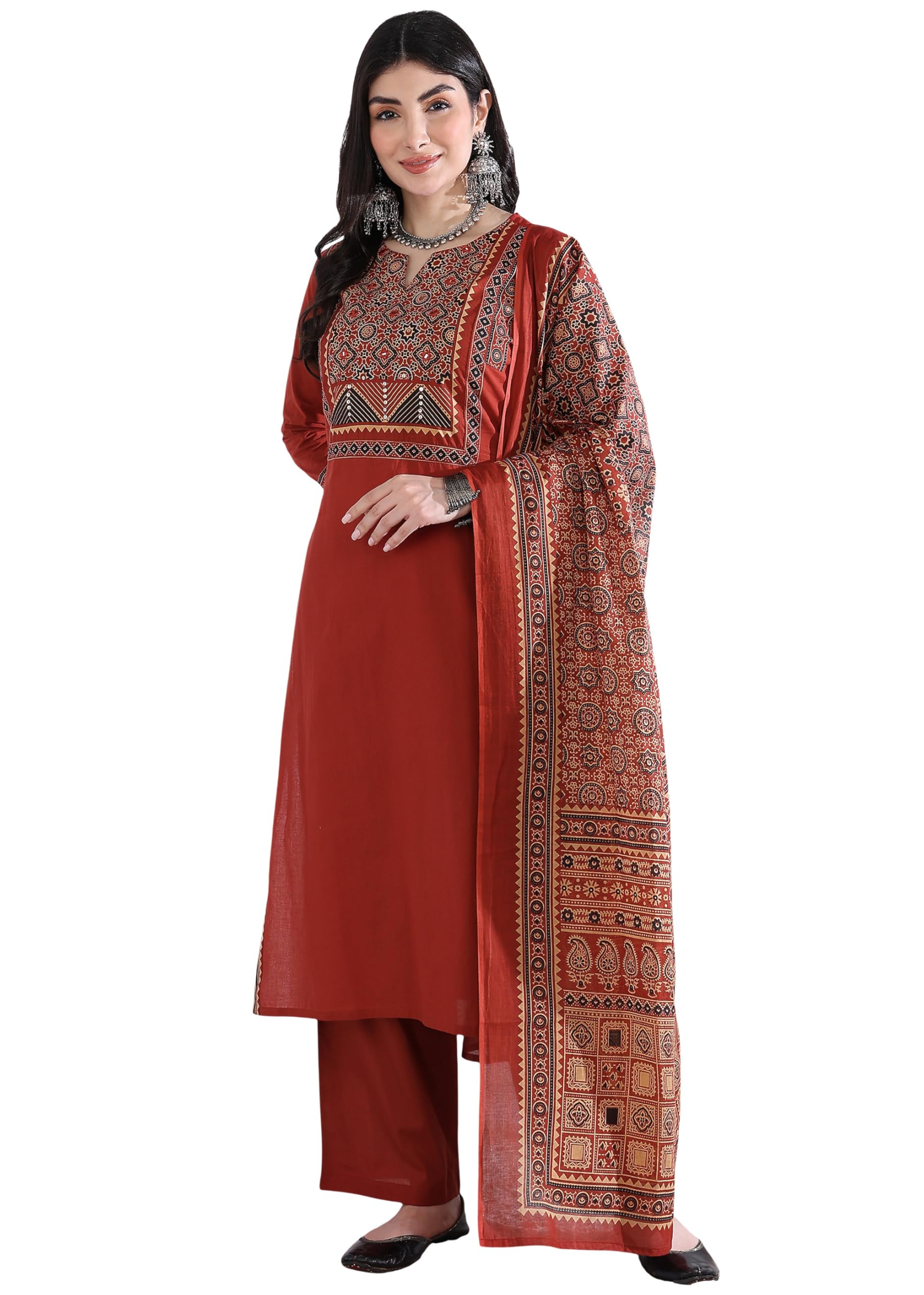 vbuyz Women's Solid Straight Cotton Stitched Kurta Pant With Dupatta-picture-22