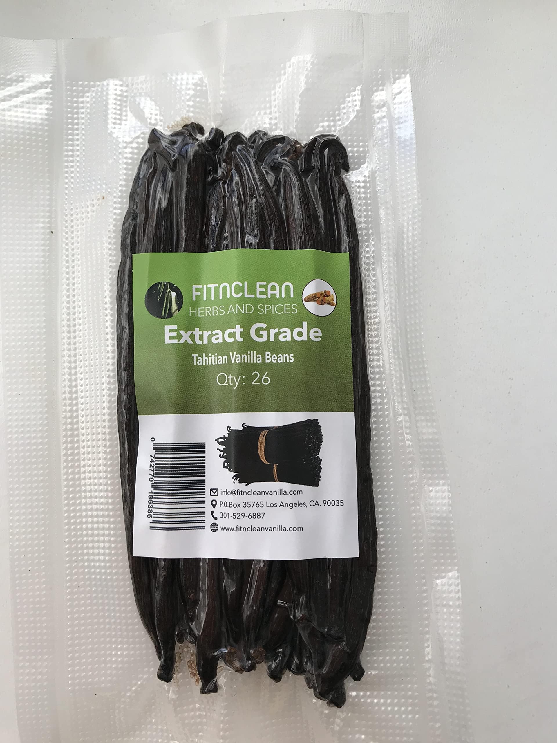 26 Tahitian Vanilla Beans Grade B Extract Exclusive Bulk|5"-7" Whole Natural Raw Non-GMO PODS by FITNCLEAN Vanilla
