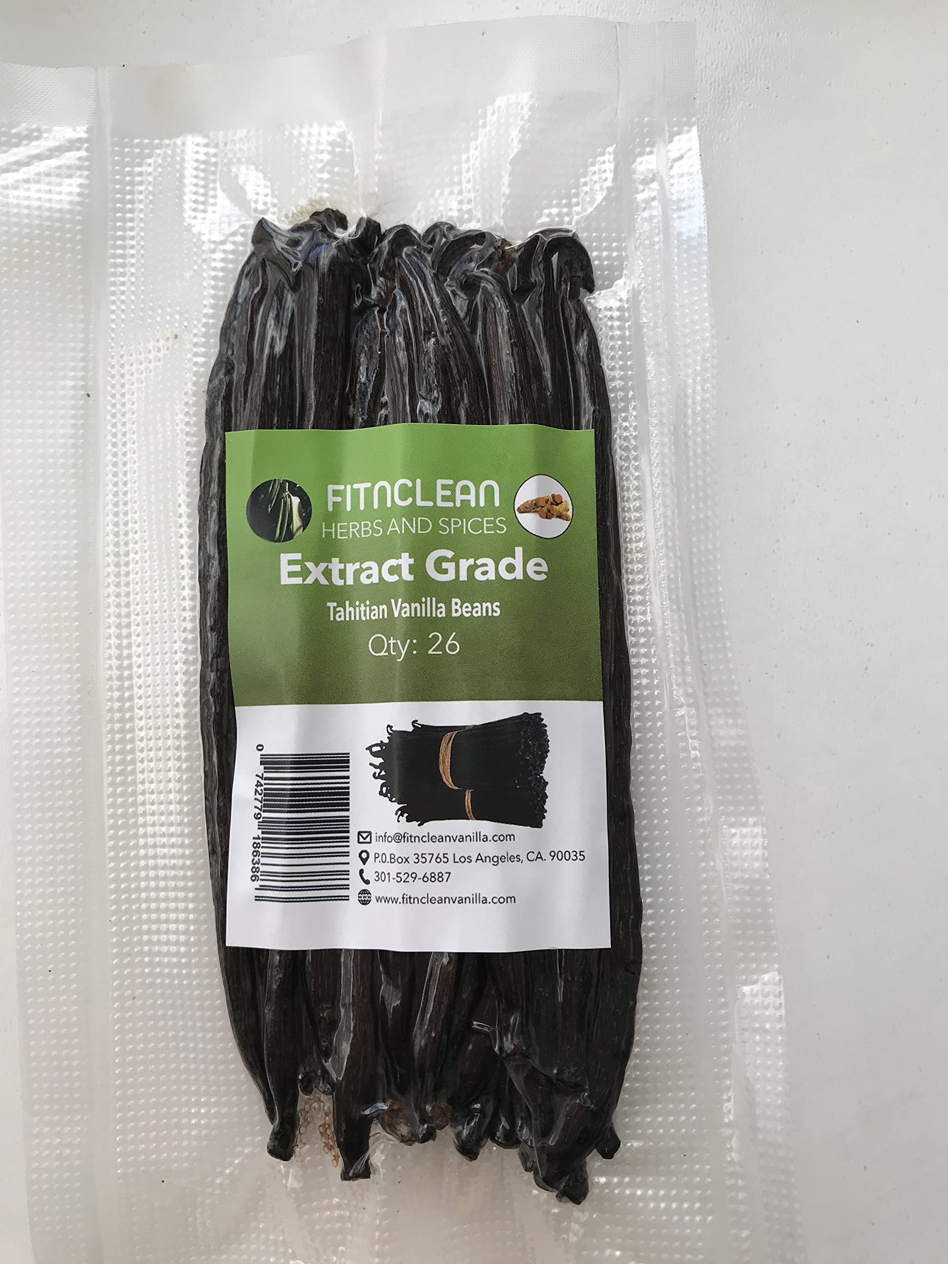 26 Tahitian Vanilla Beans Grade B Extract Exclusive Bulk|4"-5" Whole Natural Raw NON-GMO PODS by FITNCLEAN VANILLA