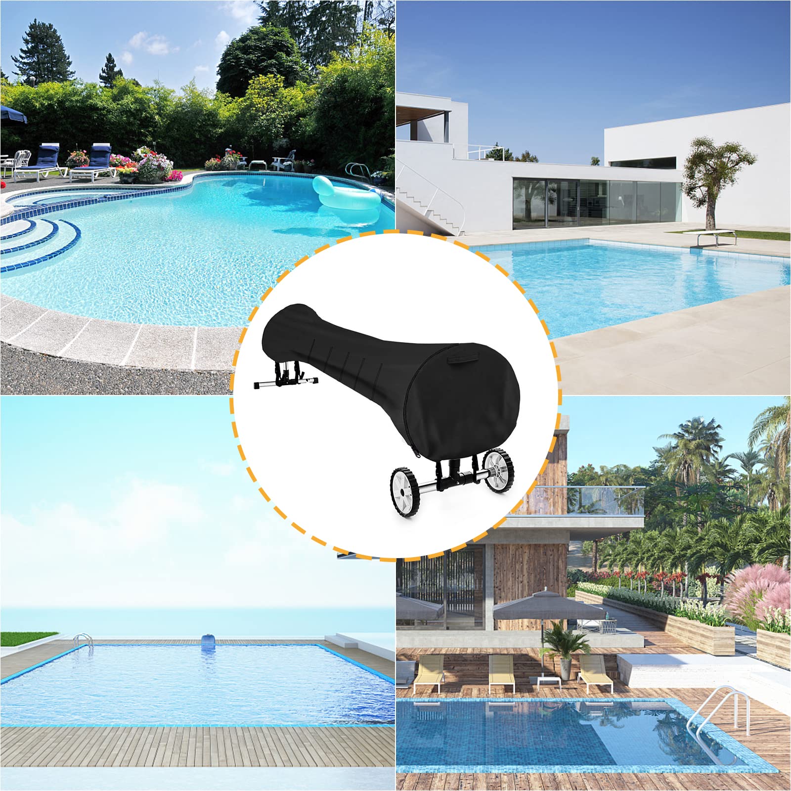 Enrouleur de Couverture Solaire Housse,Enrouleurs pour Bâche de Piscine Bache de Protection,Housse De Protection pour Enrouleur De Couverture Solaire pour Piscine Extérieur Intérieur20FT