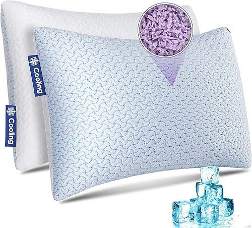Almohadas refrescantes de espuma viscoelástica triturada para cama de dormir, almohada de bambú ajustable para personas que duermen boca abajo, boca