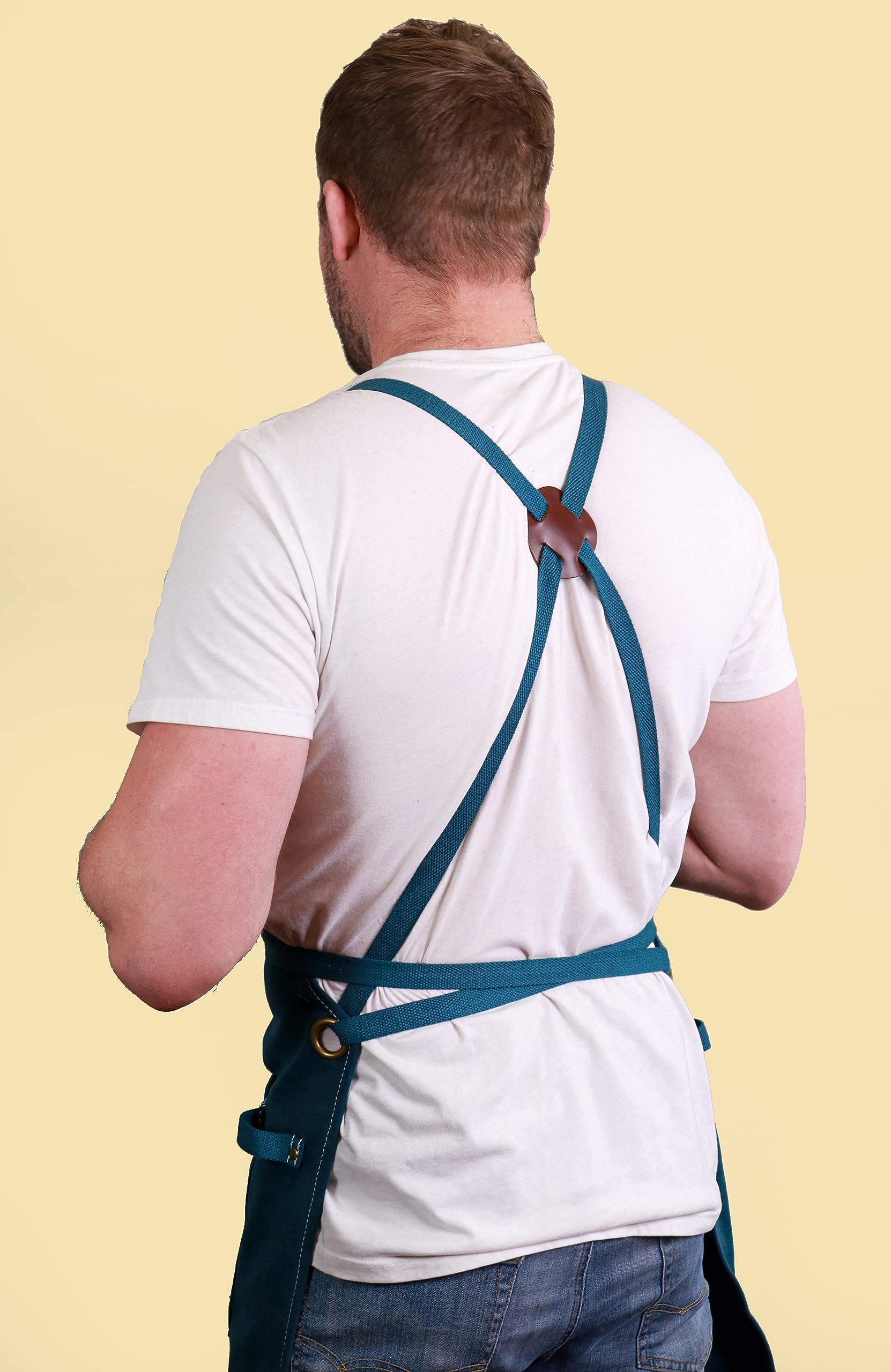 CALDO Delantal de cocina de lona para cocinar – Delantal de lona para hombre y mujer para chef profesional, servidor o barista – ajustable con bolsillos (abeto)
