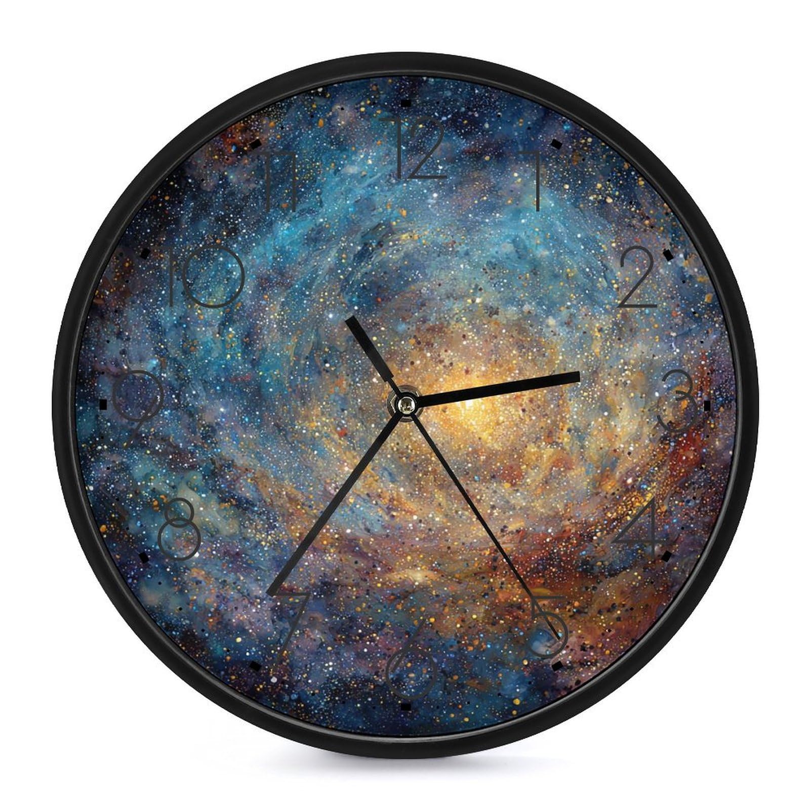 XOPEKVLAWM Wall Clock 10 Inch Non-Ticking Silent Modern Simple Style Round Decor Clocks Universe Clock Decorative Battery Operated Wall Clocks for Home Office Living Room Bedroom Kitchen