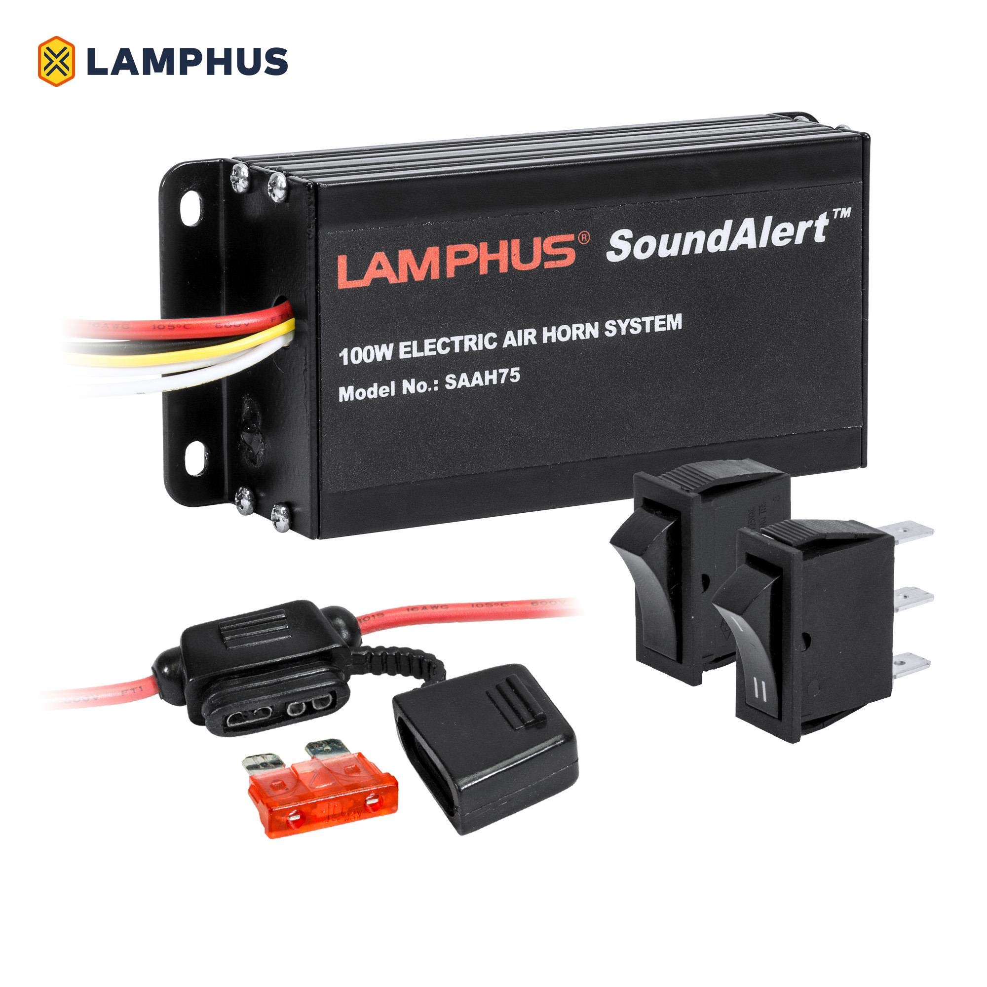 Lamphus Soundalert 12v 100w Electric Police Air Horn Amplifier Hands Free Train Truck Police Siren Horn For Vehicles Truck Utv Atv Car Pov
