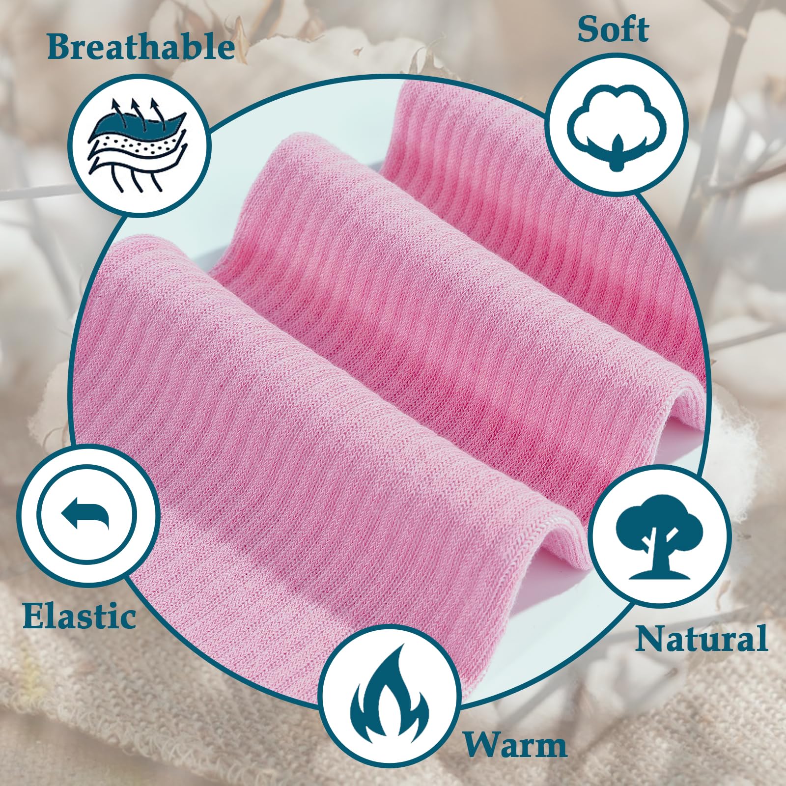 Moon Wood Plus Size Thigh High Socks for Thick Thighs- Womens Knit Cotton Extra Long Over the Knee High Socks Leg Warmer: One Size Plus Pink
