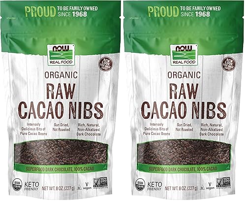 NOW Foods, Organic Raw Cacao Nibs, Rich, Pure Cacao Bean