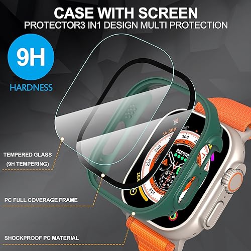 Vista 189 de Paquete de 2 fundas protectoras de pantalla de vidrio templado para Apple Watch Series 6/5/4/Series SE/SE 2/SE 3 de 1.575 pulgadas, funda protectora