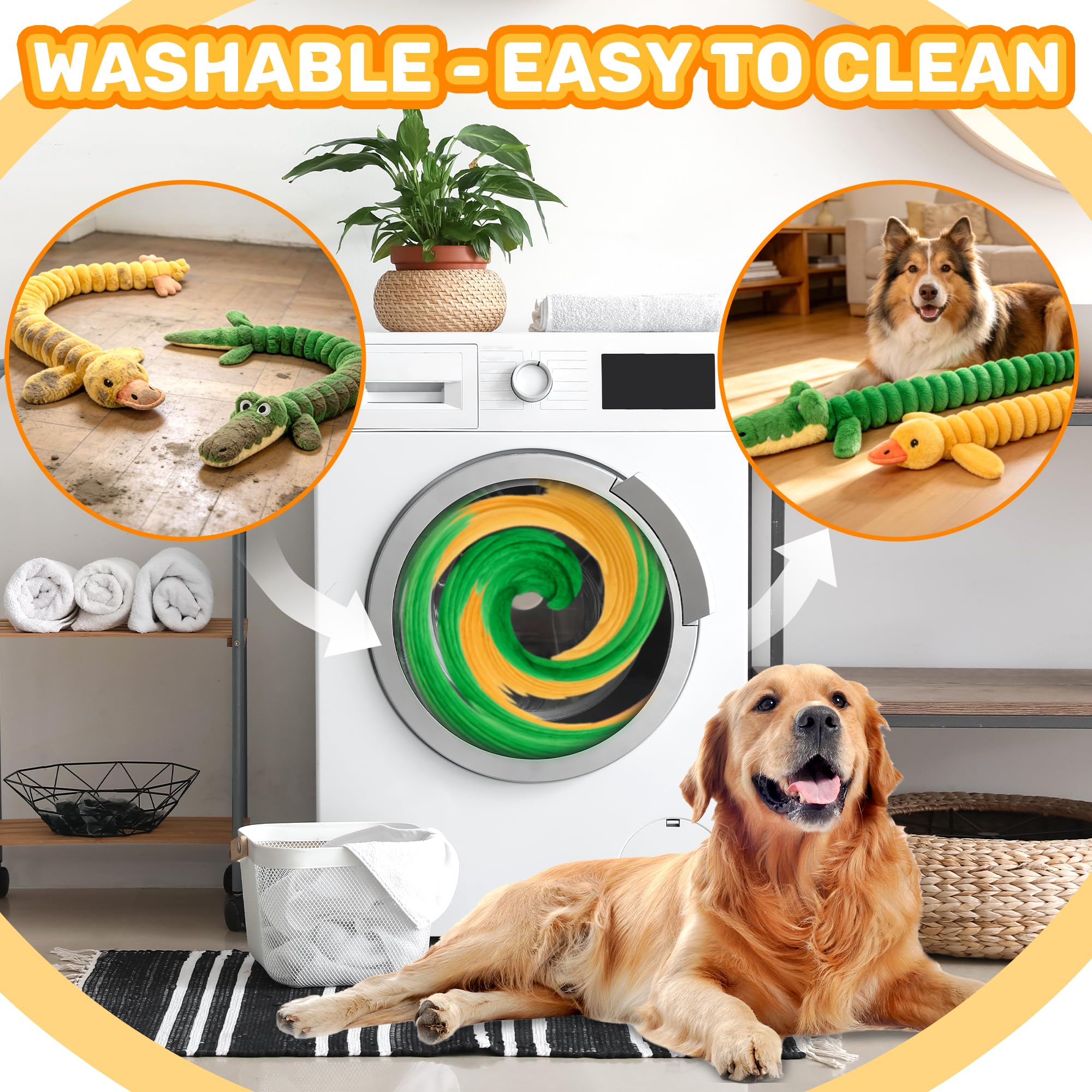 LECHONG Lot de 2 jouets couineurs extra longs de 102 cm pour chien, jouets en peluche à mâcher avec double couinement pour mâcheurs agressifs de petite, moyenne et grande taille, jouets interactifs