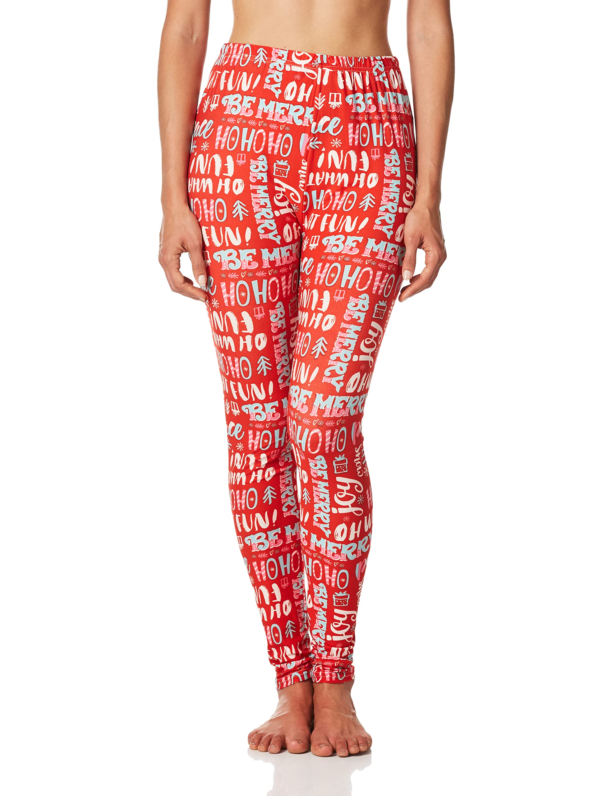 TWO LEFT FEET Women's Holiday Leggings Tights, Seasons Greetings, Small/Medium