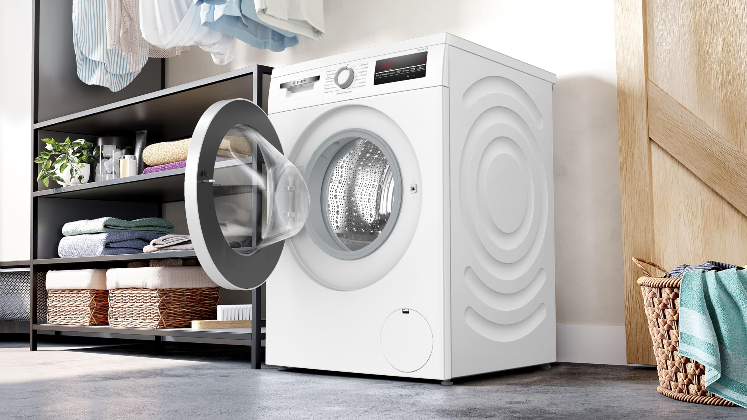 Bosch WUU28T22, Serie 6, Frontlader Waschmaschine, 9 kg, 1400 UpM, Unterbaufähig, SpeedPerfect, Maximale Energie- und Wasserersparnis, Nachlegefunktion, besonders hygienisch, AquaStop