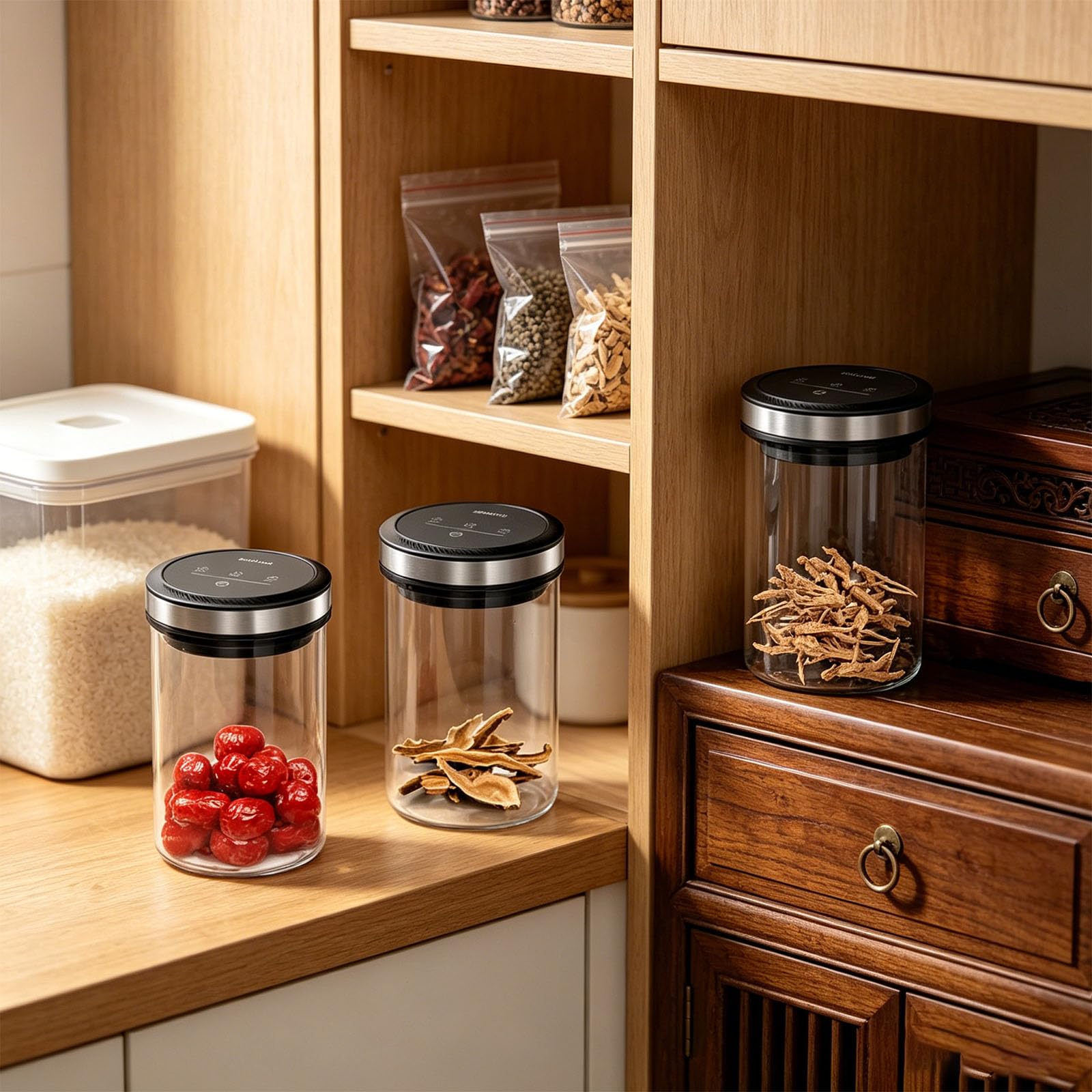 Récipient de Stockage de Nourriture sous Vide en Verre borosilicaté avec Pot de Conservation de café Intelligent d ' Utilisation de 4500 Heures
