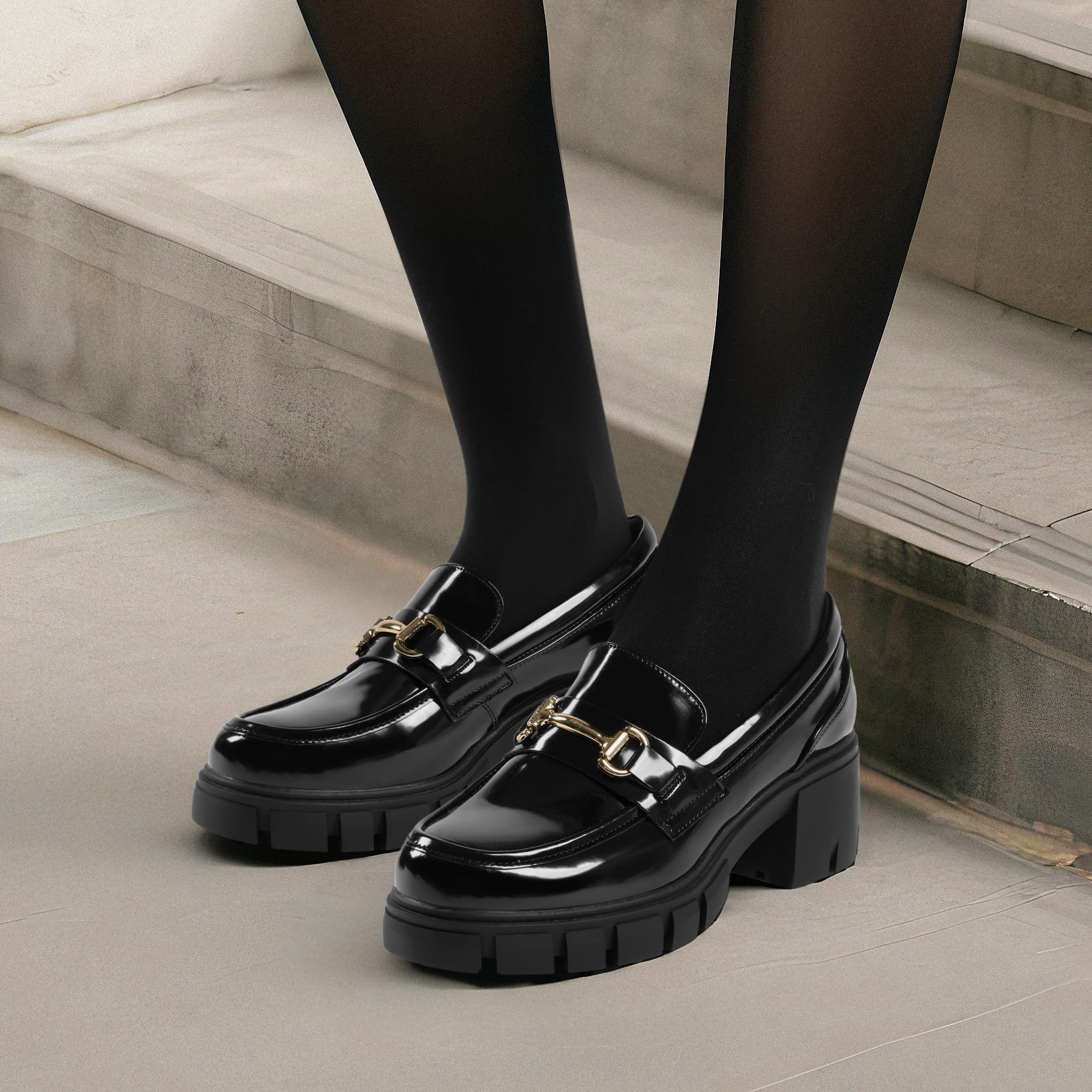 DREAM PAIRS Mocasines para Mujeres Plataforma Mocasines Gruesos Slip On Zapatos Casual