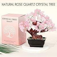Vista 2 de Parma77 Feng Shui Natural Rose Pink Quartz Crystal Money Tree, Healing Crystal Trees Bonsai Style Decoration for Wealth and Luck for Home Decor