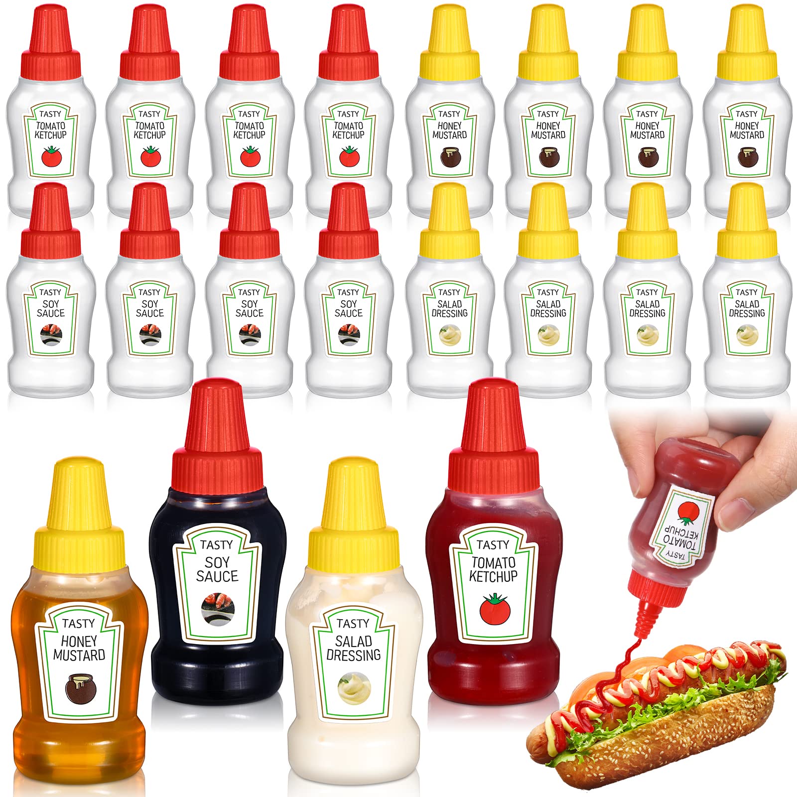 Buy 40 Pieces Mini Ketchup Bottles 25ml Refillable Salad Dressing
