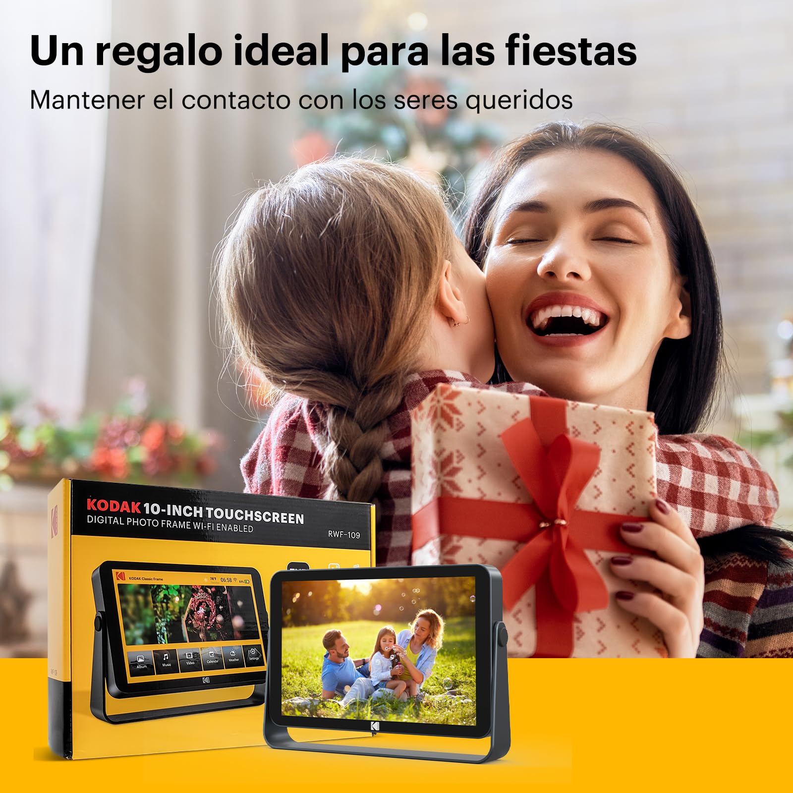 KODAK Marco De Fotos Digital WiFi De 10,1 Pulgadas, Batería De 4000mAh, 1920x1200 G+G IPS, Pantalla Táctil Inteligente, Marco De Fotos Digital Inteligente, Memoria Integrada De 32GB, Rotación