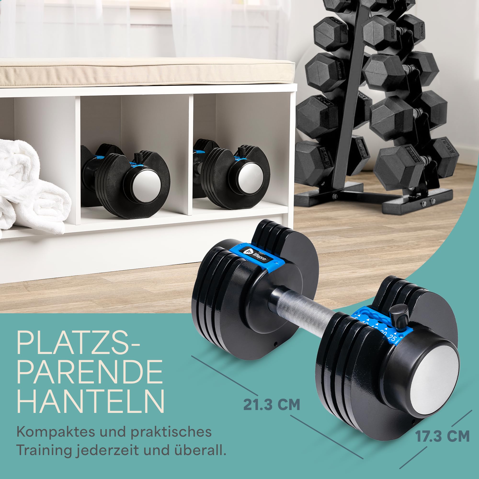 Lifepro verstellbare Hanteln und Gewichte fur das Heim-Fitnessstudio, Schnellverstellung