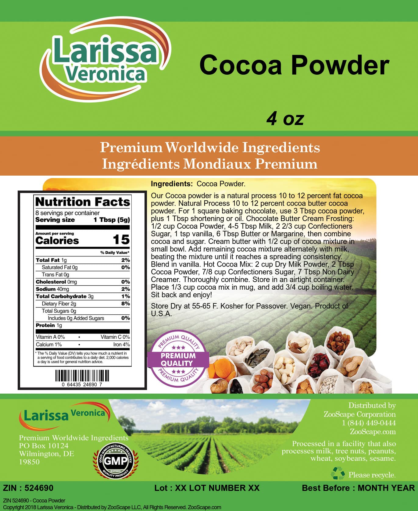 Amazon.com : Cocoa Powder (4 oz, ZIN: 524690) - 3 Pack : Grocery