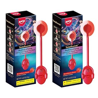 Amos Music Lollipop Candy Suckers, Singing Lollipop Sugar-Free, Unique Gift for Men & Women, Individually Wrapped Strawberry Flavor Combo Pack 2-Pack Bundle