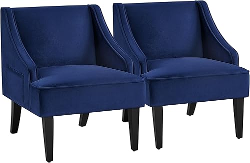 Yaheetech Silla decorativa moderna, silla de club de terciopelo con bolsillo y marco de madera, cómoda silla de barril para sala de estar, sala de