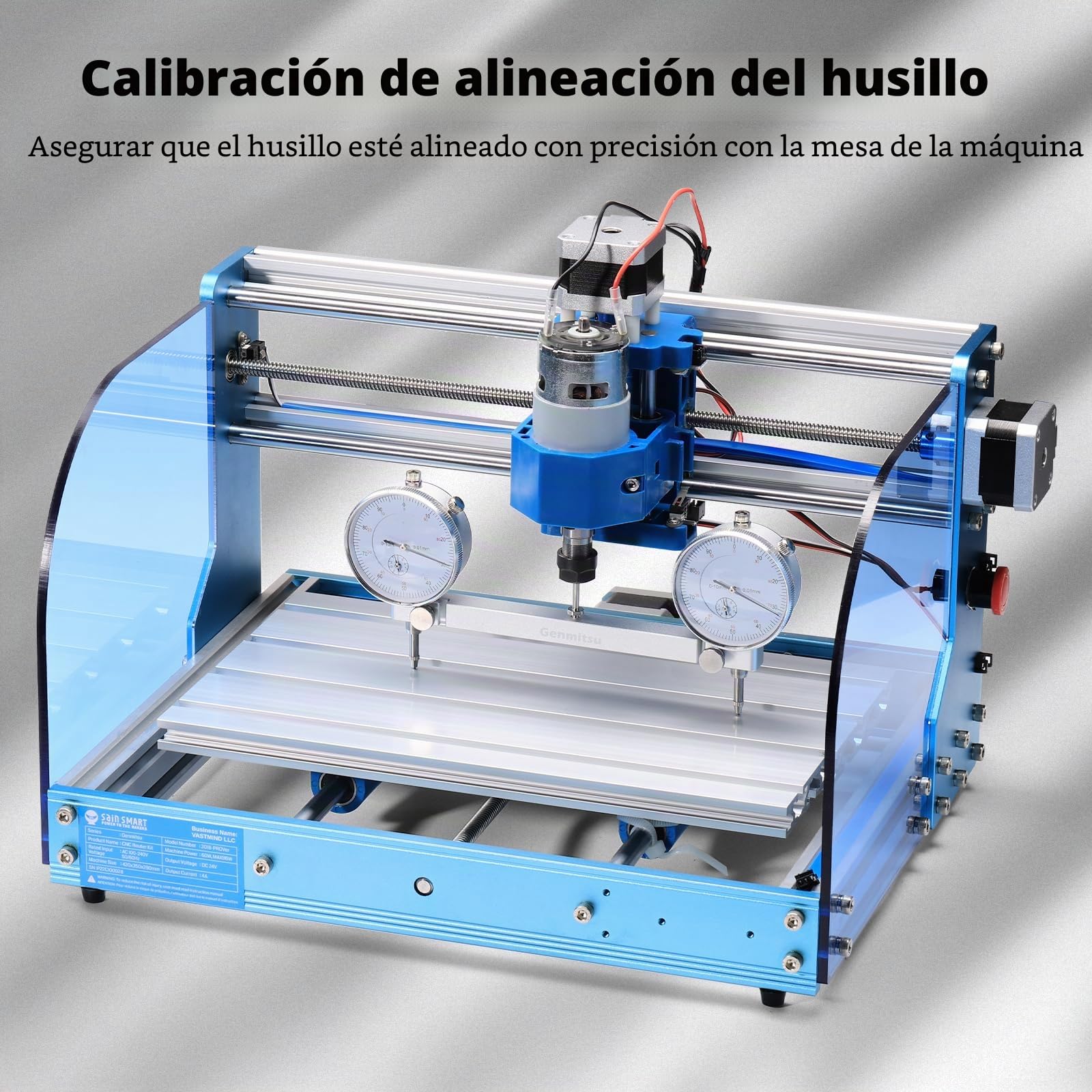 Genmitsu CNC Fresadora Tramming Tool, sistema de calibración profesional con 1/5.1 cm, 1/10.2 cm, 1/20.3 cm vástago e indicadores de precisión de 0.01 cm, ideal para cuadricular, nivelar y calibrar la