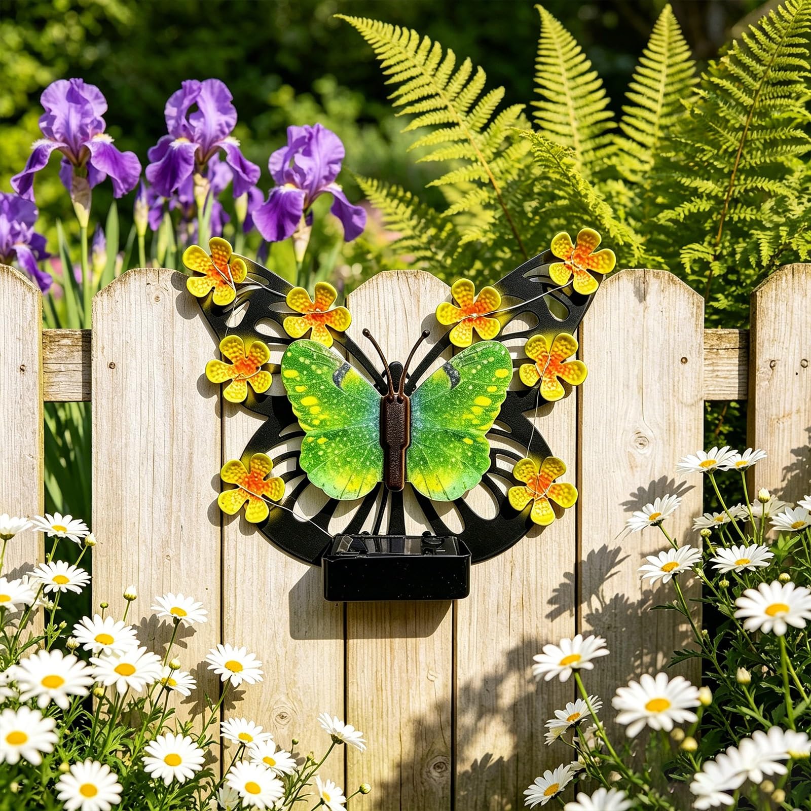 Green Butterfly Solar Lights Outdoor Wall Decor, Led Solar Butterfly Garden Light Hanging Ornament, Garden Butterflies for Fence, Let Your Patio/Yard Shine with a Dreamlike, Butterflys Glow(A,1pc)