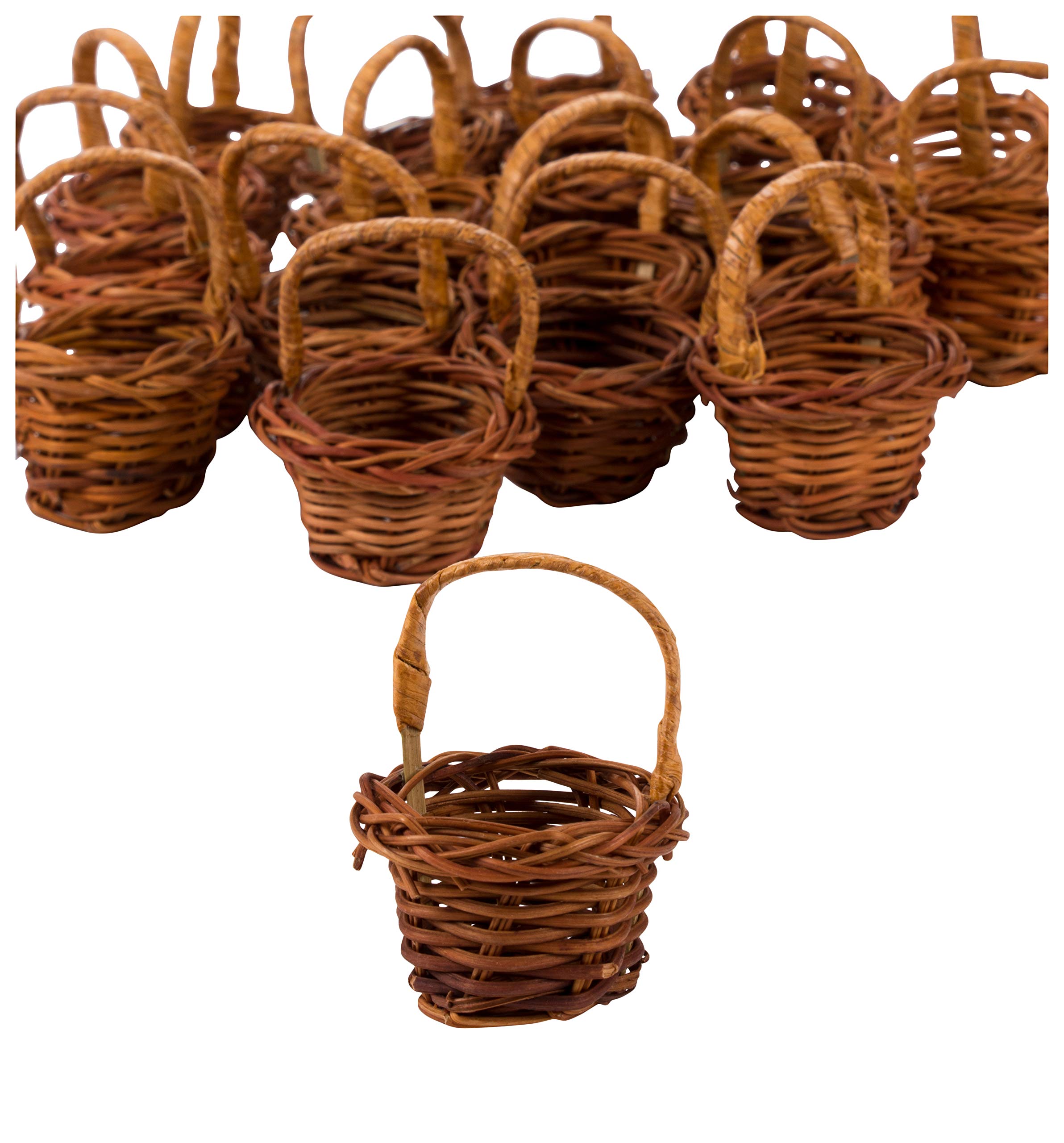 Amazon Com Mini Woven Baskets With Handles 1 75 X 2 7 In Brown 24 Pack Kitchen Dining