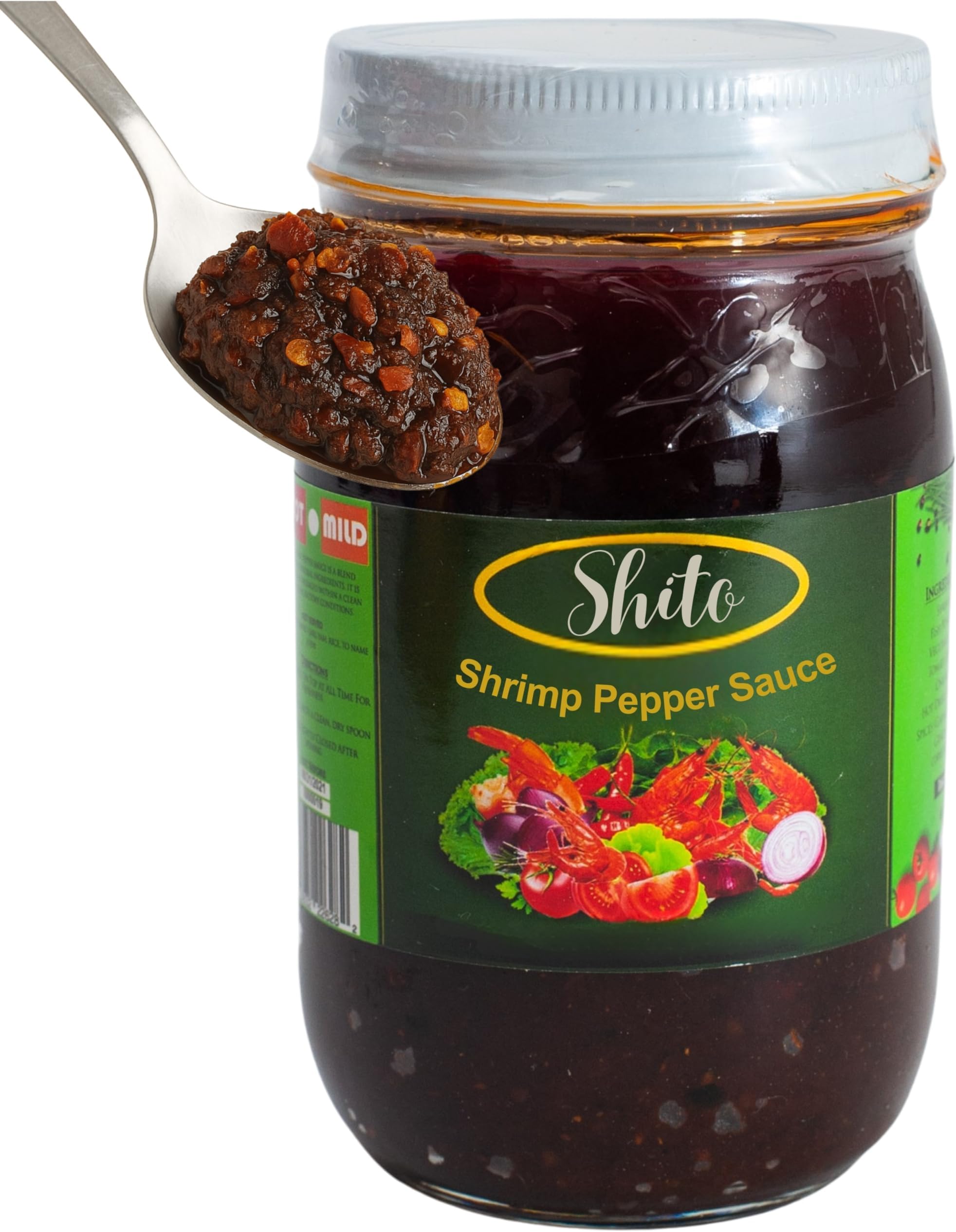 African Delights Julie's Special Shito - Shrimp Sauce Sauce, Ghana Shito - Premium Blend of Shrimp, Fish Powder, Spices & Hot Dried Pepper (16oz Hot)