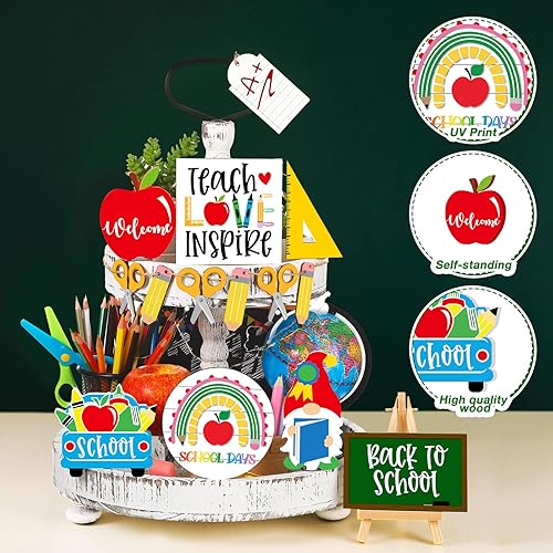 Miniatura 4 de 15 piezas de bandeja escalonada de Margarita de verano, letreros de madera de limón, bandejas decorativas, artículos de patrones surtidos,