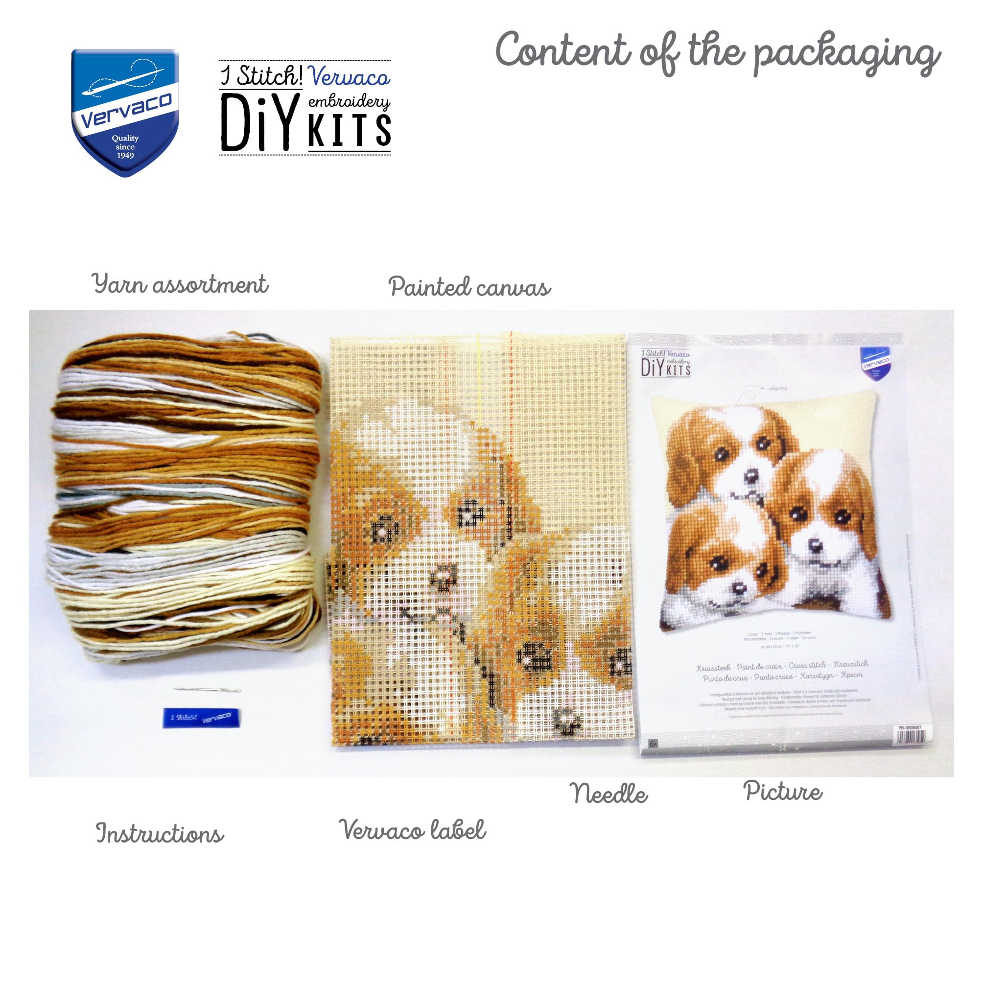 VERVACO Stickpackung Kissen Set - Langstich DIY Bastelset 40x40cm Für Anfänger