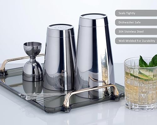 Miniatura 4 de Juego de cocteleras Boston profesionales de alta calidad, cocteleras de acero inoxidable 304 con peso de 18 onzas para camareros, herramientas de