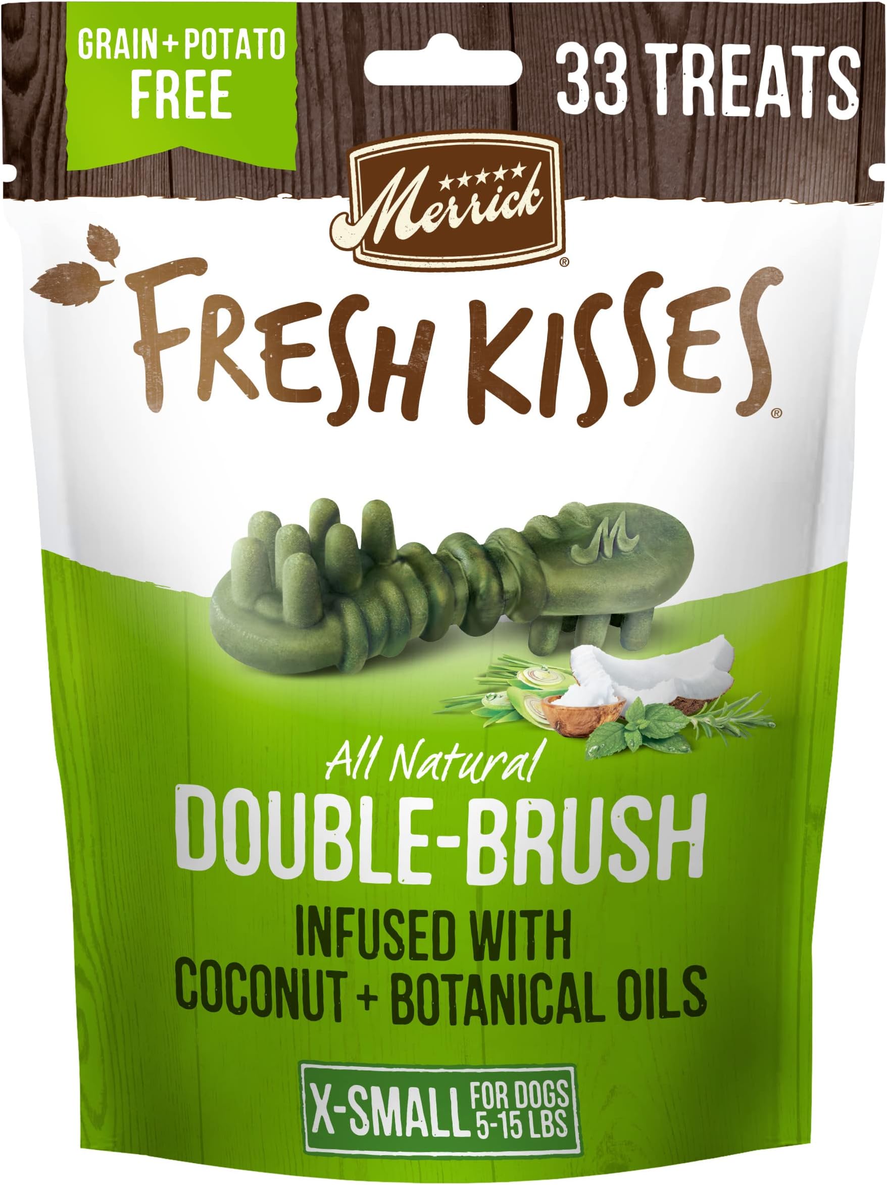 Merrick Fresh Kisses Oral Care Dental Dog Treats For Dogs Extra Small Dogs 5-15 lbs
