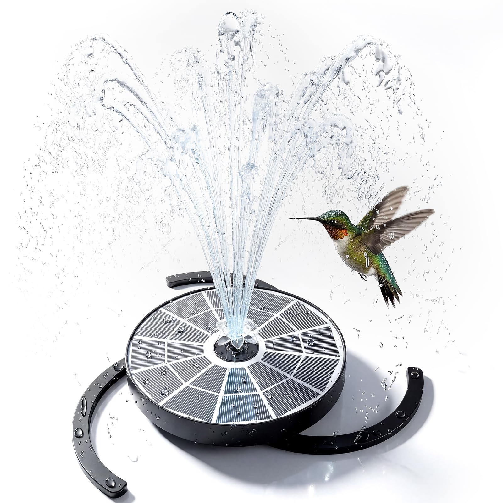 Photo 1 of **FOR PARTS/ NON-FUCNTIONAL** AISITIN 3.7W Solar Bird Bath Fountains, Solar Water Fountain Pump with Upgraded 6.3" Glass Panel, Integrated Bracket & Storage Design for Garden, Pond, Aquarium and Outdoor Use